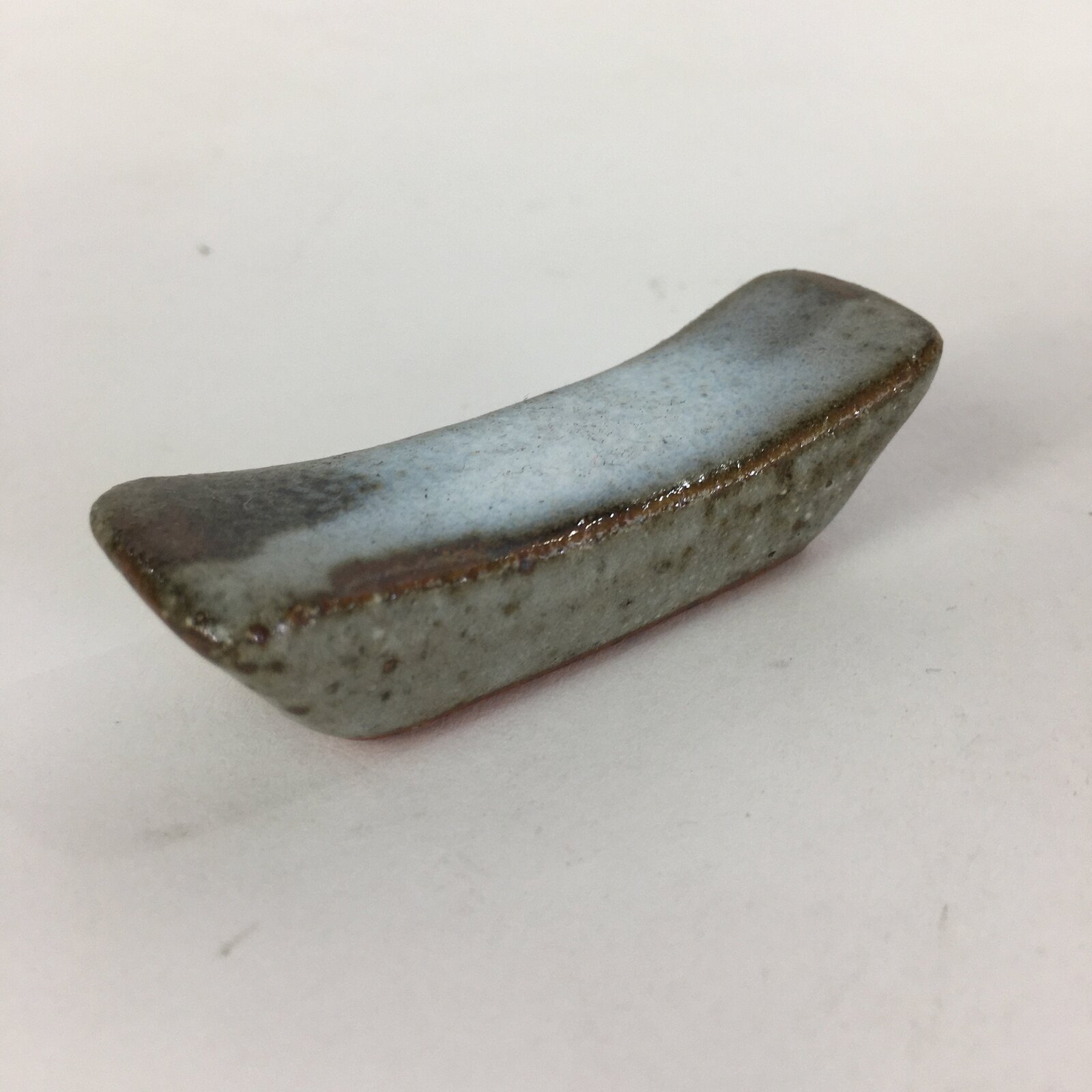 Japanese Ceramic Chopstick Rest Holder Vtg Rectangle White Brown Hashioki CR228