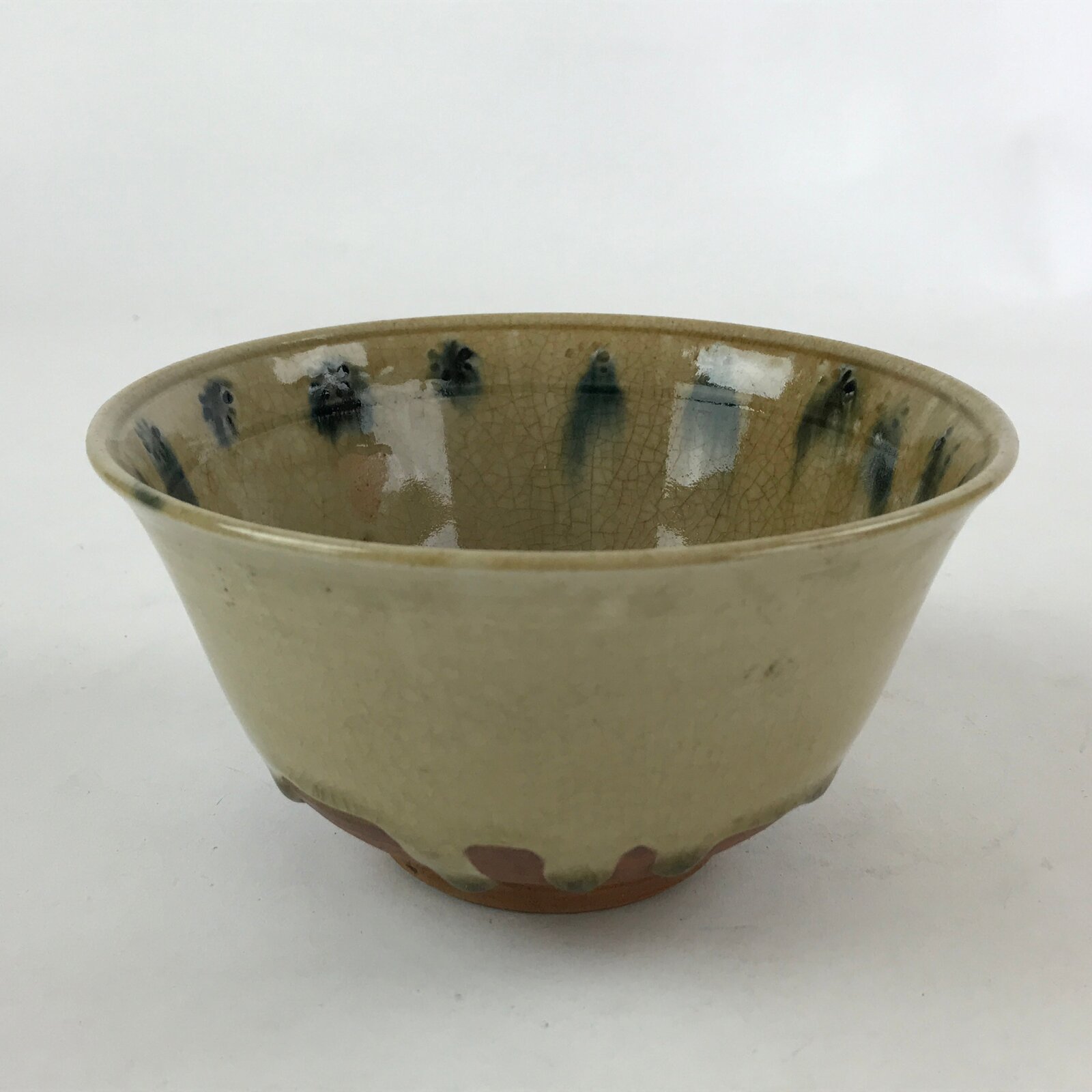 Japanese Ceramic Donburi Bowl Vtg Large Soba Udon Noodle Soup Blue Brown PY548