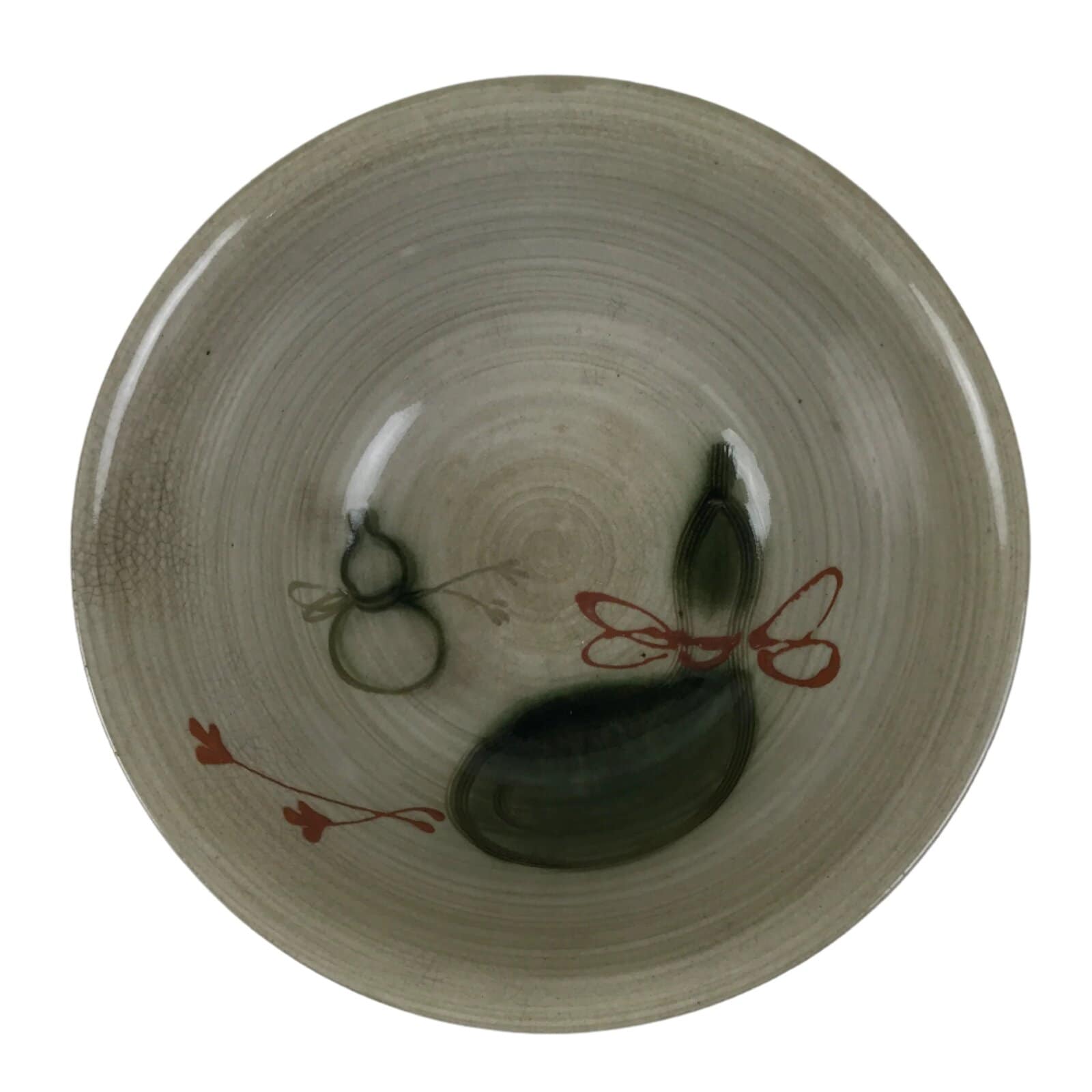 Japanese Ceramic Donburi Bowl Vtg Soba Udon Noodle Soup Gourd Hyotan Beige Y375