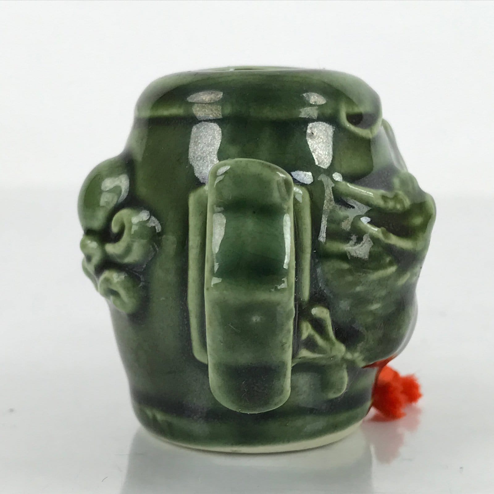 Japanese Ceramic Figurine Vtg Lucky Hammer Dragon Uchide no kozuchi Green DR523