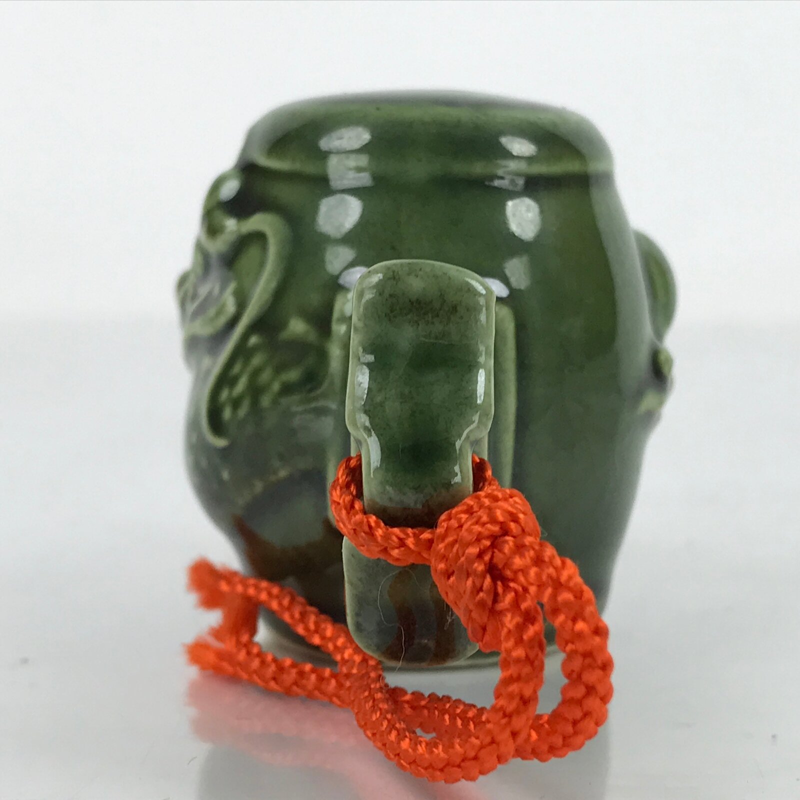 Japanese Ceramic Figurine Vtg Lucky Hammer Dragon Uchide no kozuchi Green DR523