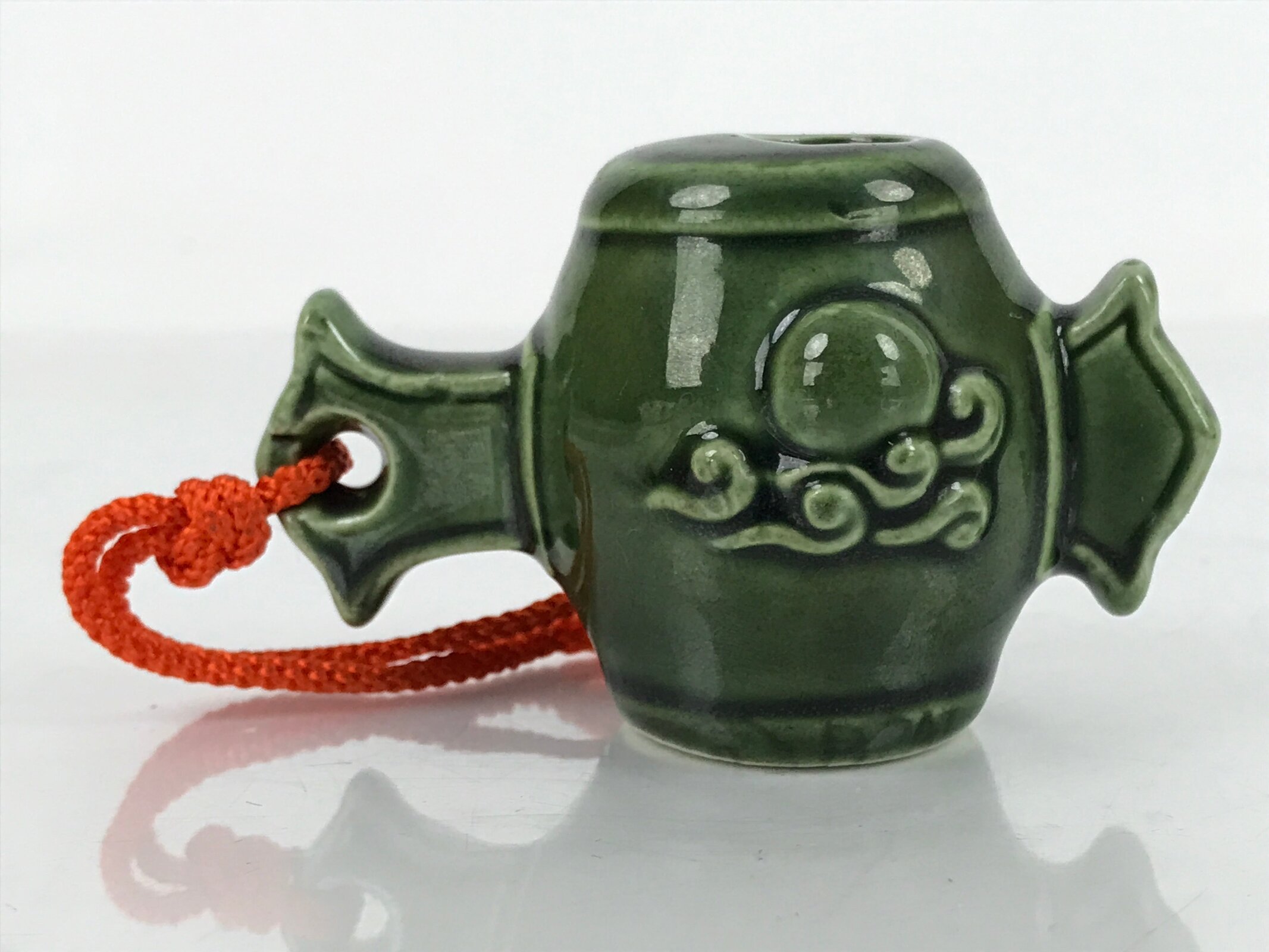 Japanese Ceramic Figurine Vtg Lucky Hammer Dragon Uchide no kozuchi Green DR523