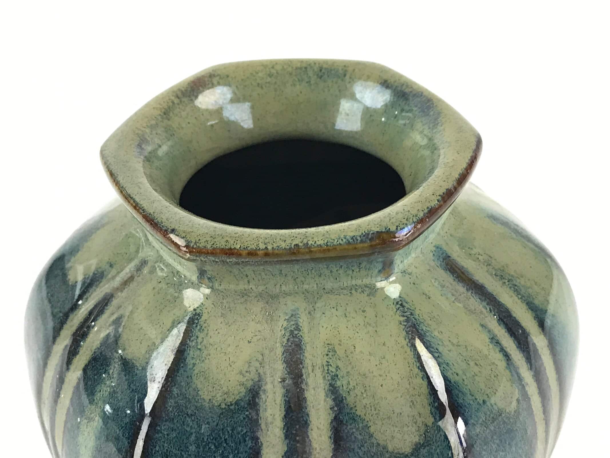 Japanese Ceramic Flower Vase Kabin Ikebana Flower Arrangement Blue Beige FK24