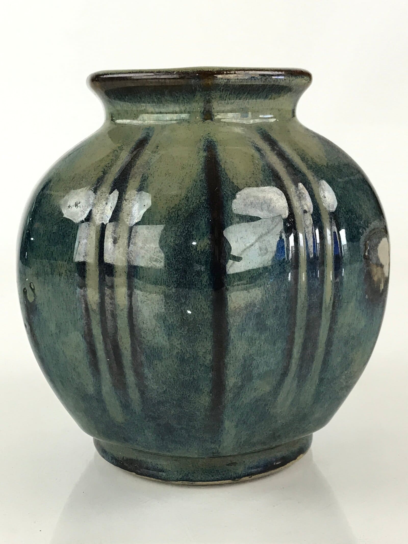 Japanese Ceramic Flower Vase Kabin Ikebana Flower Arrangement Blue Beige FK24