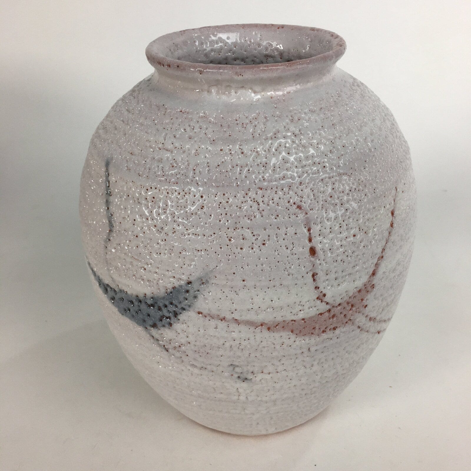 Japanese Ceramic Flower Vase Kabin Mino ware Vtg Pottery White Ikebana FV927