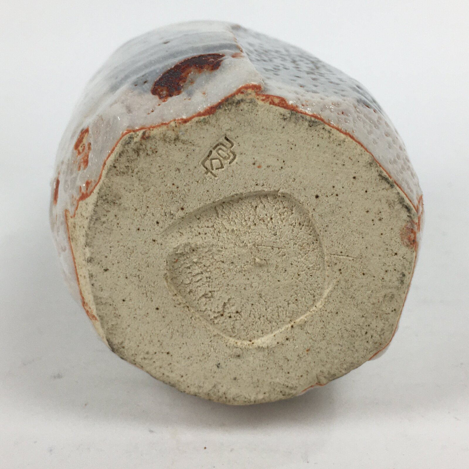 Japanese Ceramic Flower Vase Kabin Mino ware Vtg White Shino Ikebana FV947