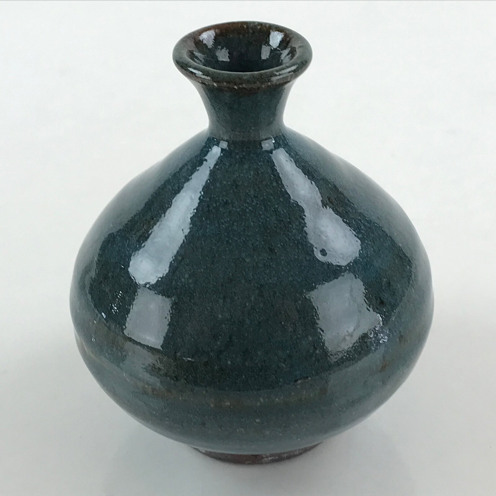 Japanese Ceramic Flower Vase Kabin Pottery Vtg Yakimono Ichirinzashi Gray FK39