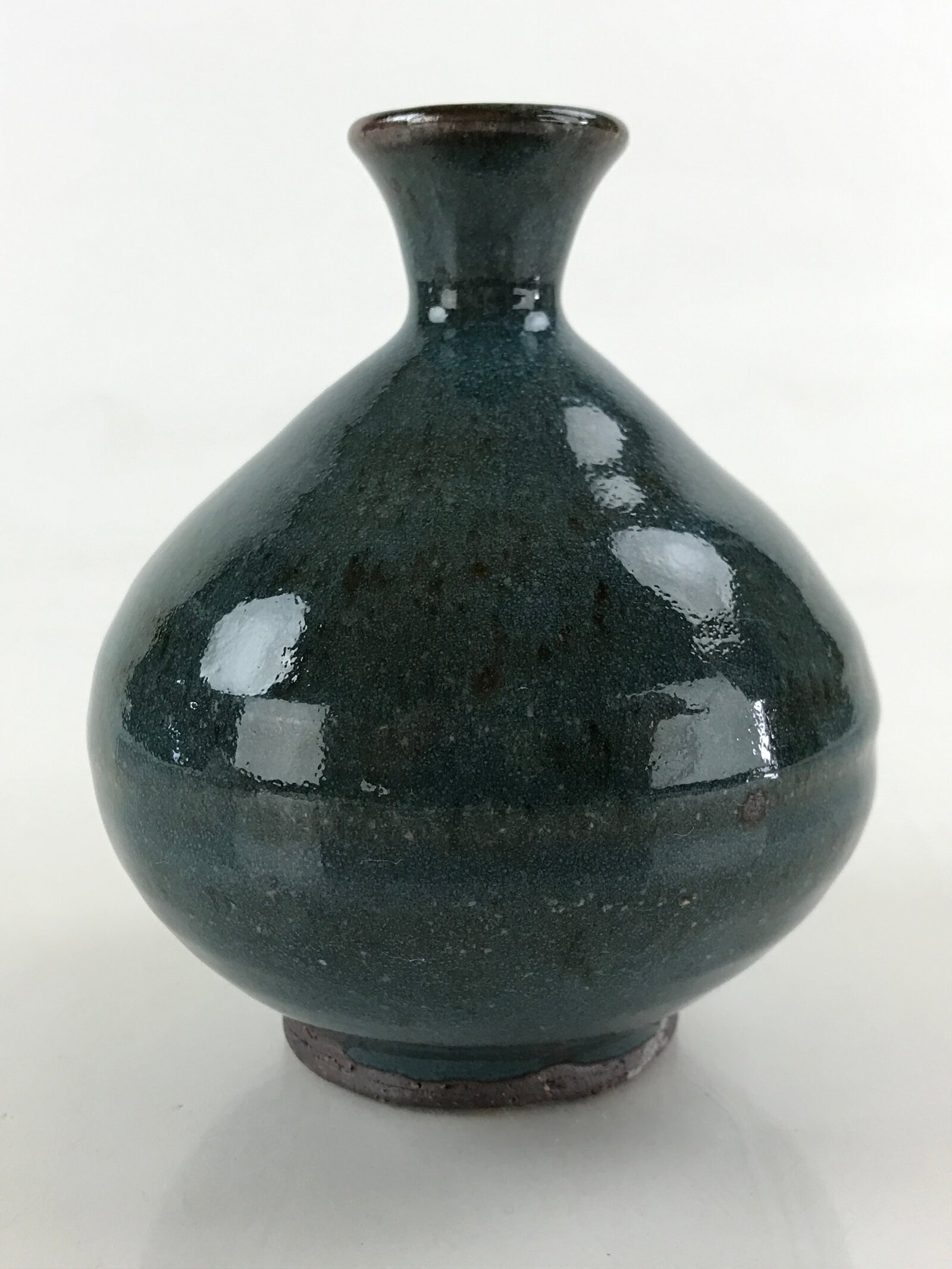 Japanese Ceramic Flower Vase Kabin Pottery Vtg Yakimono Ichirinzashi Gray FK39