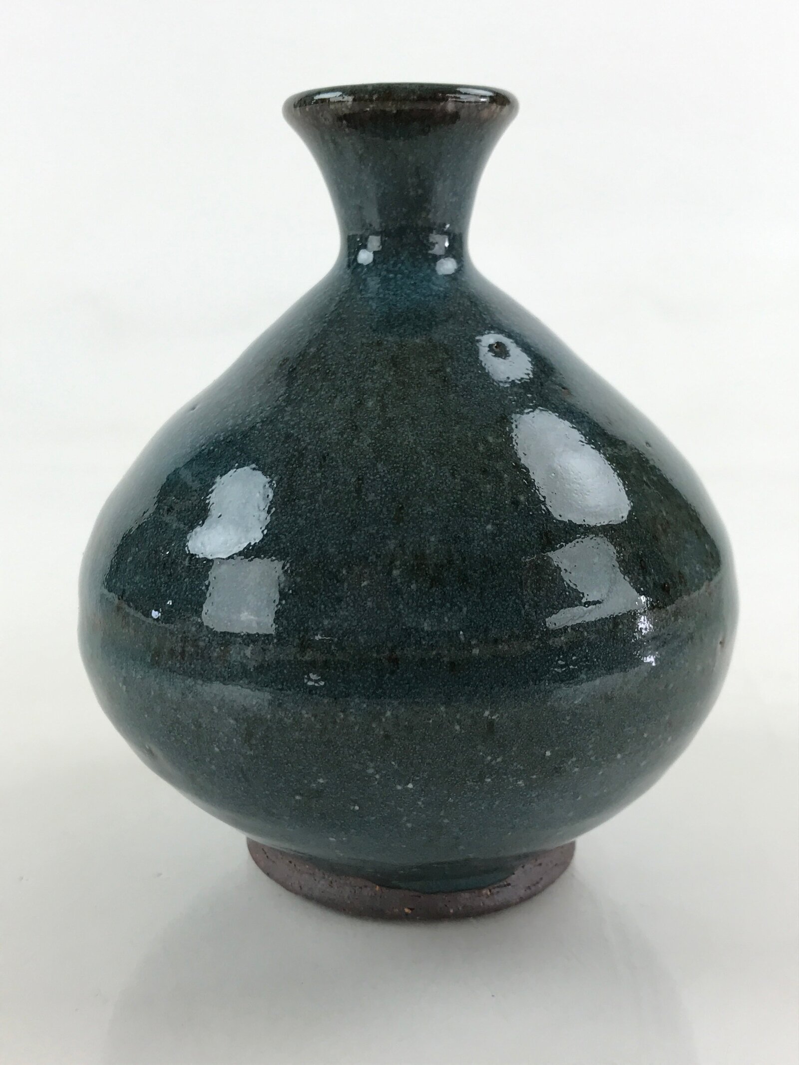 Japanese Ceramic Flower Vase Kabin Pottery Vtg Yakimono Ichirinzashi Gray FK39