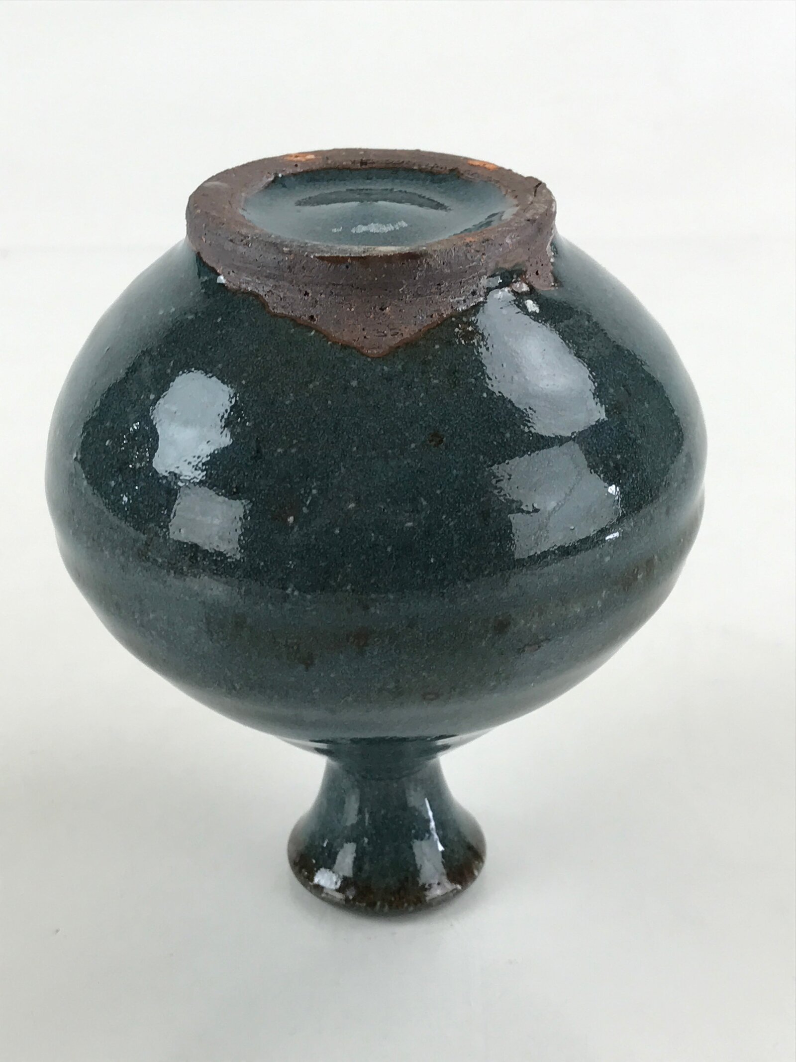 Japanese Ceramic Flower Vase Kabin Pottery Vtg Yakimono Ichirinzashi Gray FK39