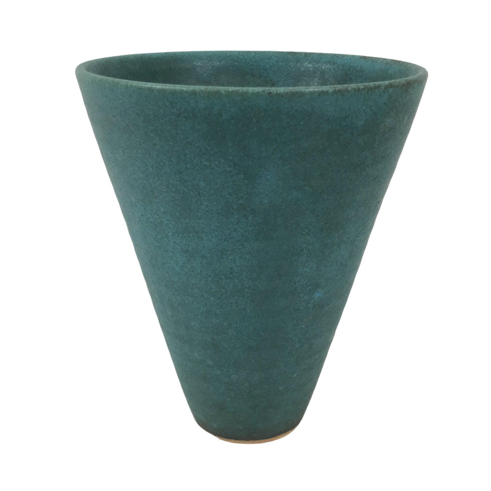 Japanese Ceramic Flower Vase Kabin Vtg Ikebana Arrangement Teal Blue Cone Y523