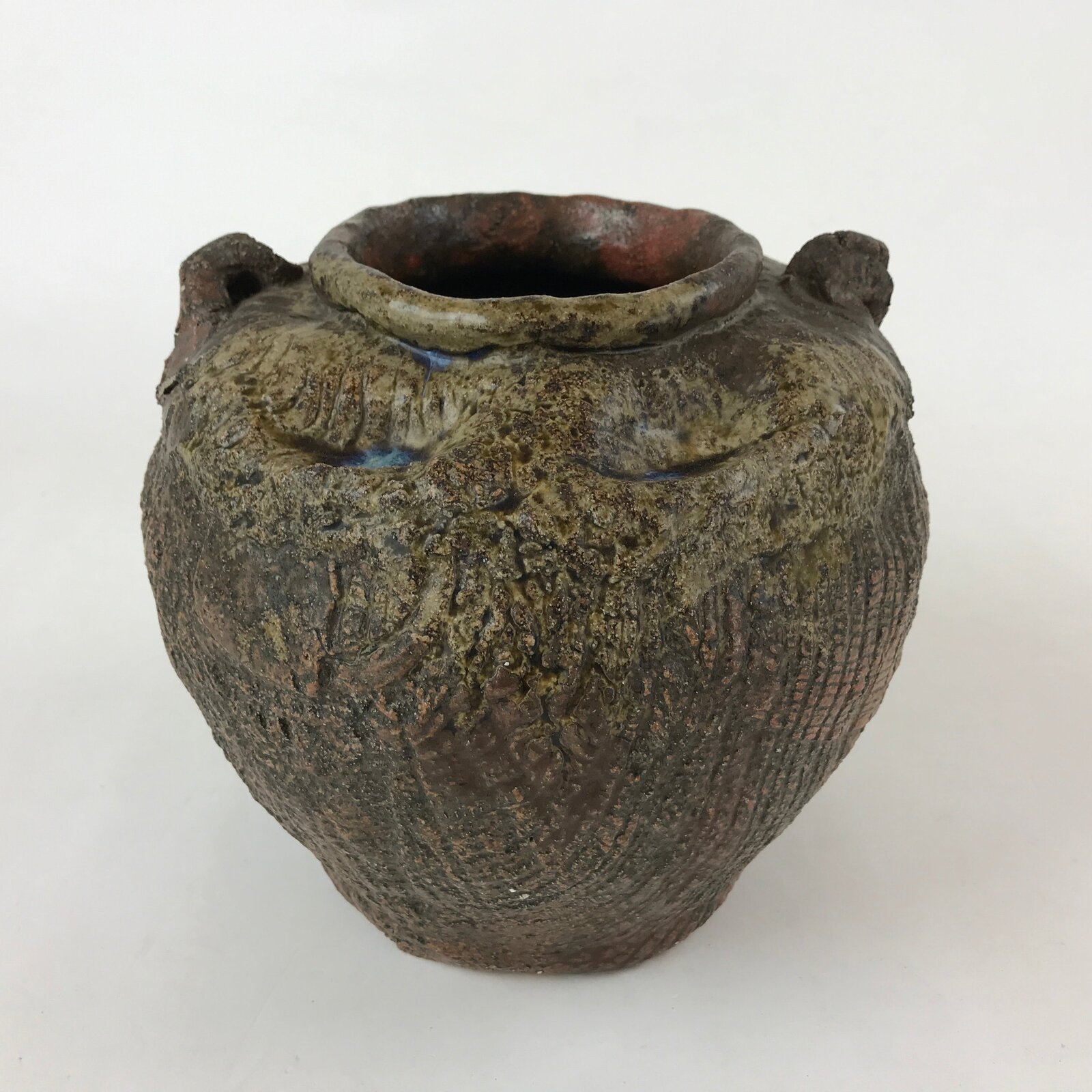 Japanese Ceramic Flower Vase Kabin Vtg Ikebana Flower Arrangement Brown FK77