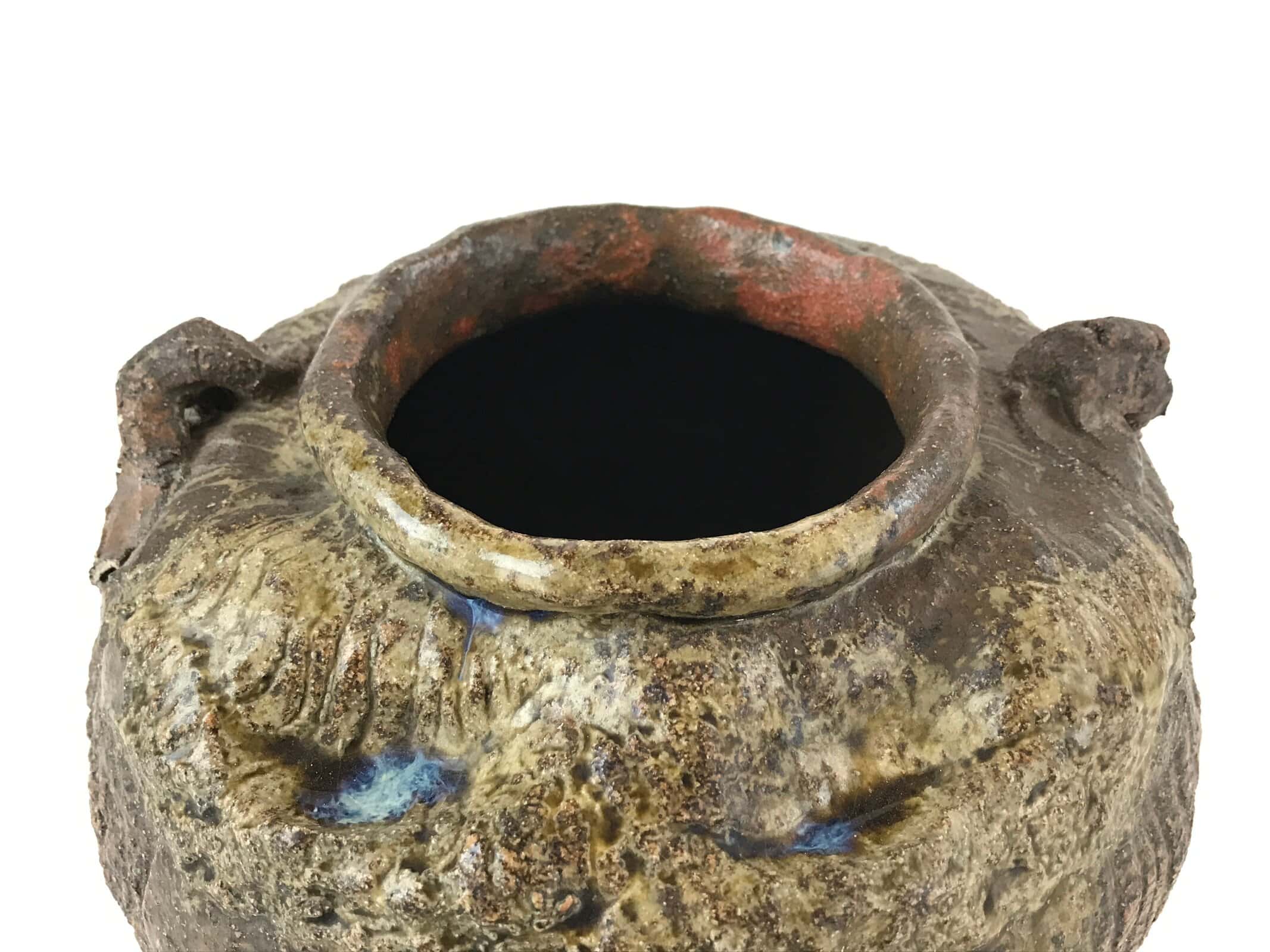 Japanese Ceramic Flower Vase Kabin Vtg Ikebana Flower Arrangement Brown FK77