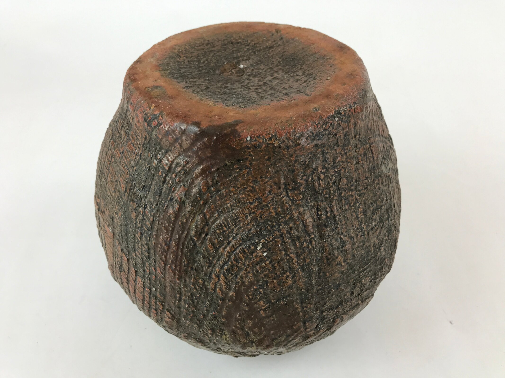 Japanese Ceramic Flower Vase Kabin Vtg Ikebana Flower Arrangement Brown FK77