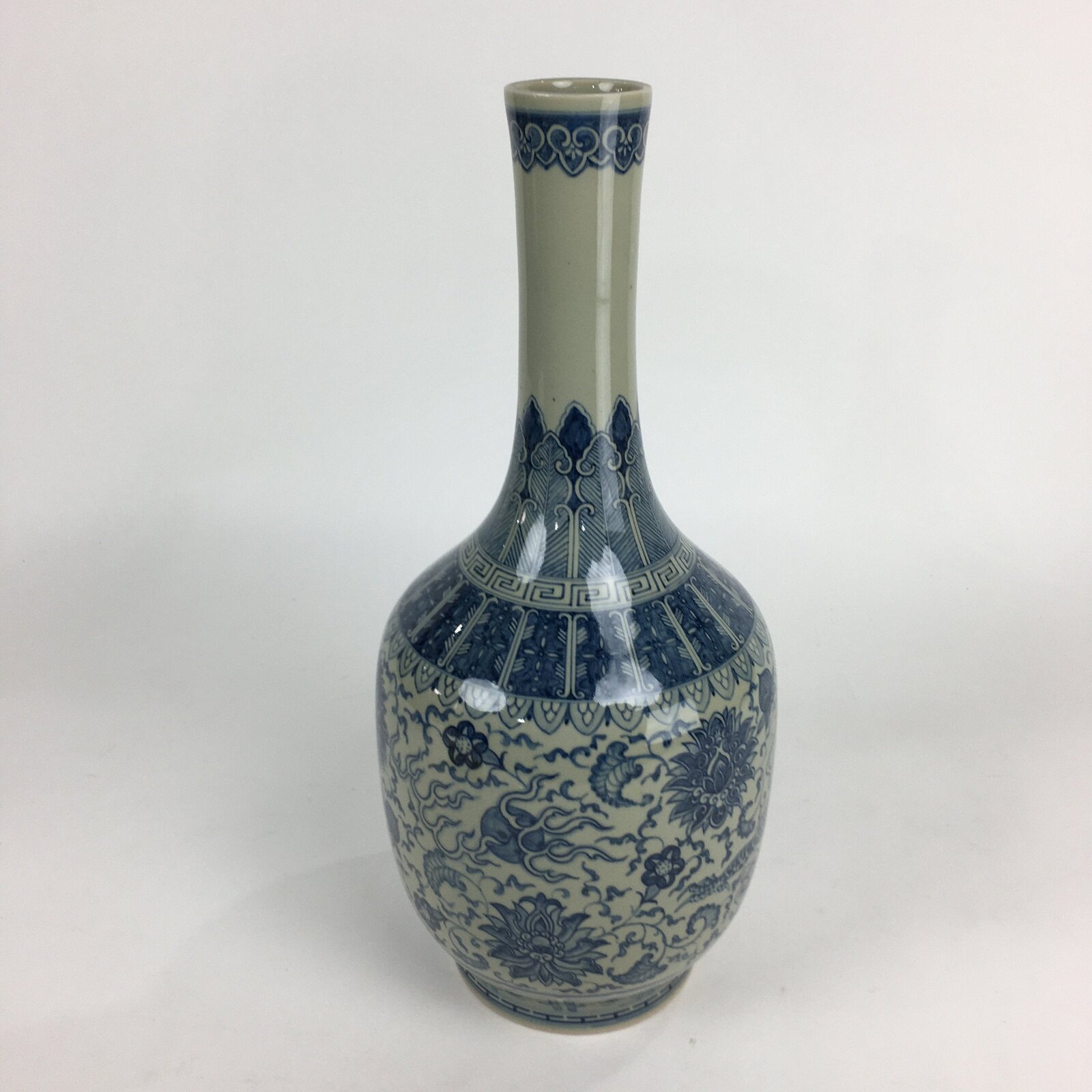 Japanese Ceramic Flower Vase Kabin Vtg Mino ware Gray Pottery Ikebana FV735