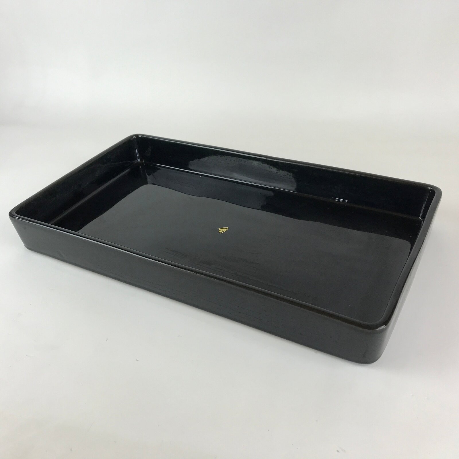 Japanese Ceramic Flower Vase Suiban Vtg Pottery Ikebana Arrangement Black PY172