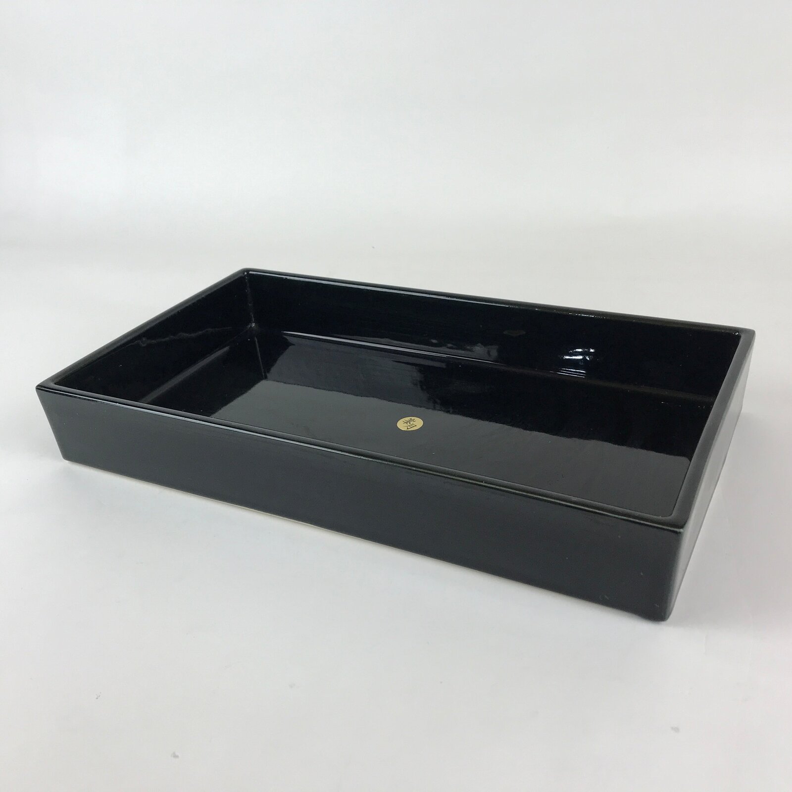 Japanese Ceramic Flower Vase Suiban Vtg Pottery Ikebana Arrangement Black PY174