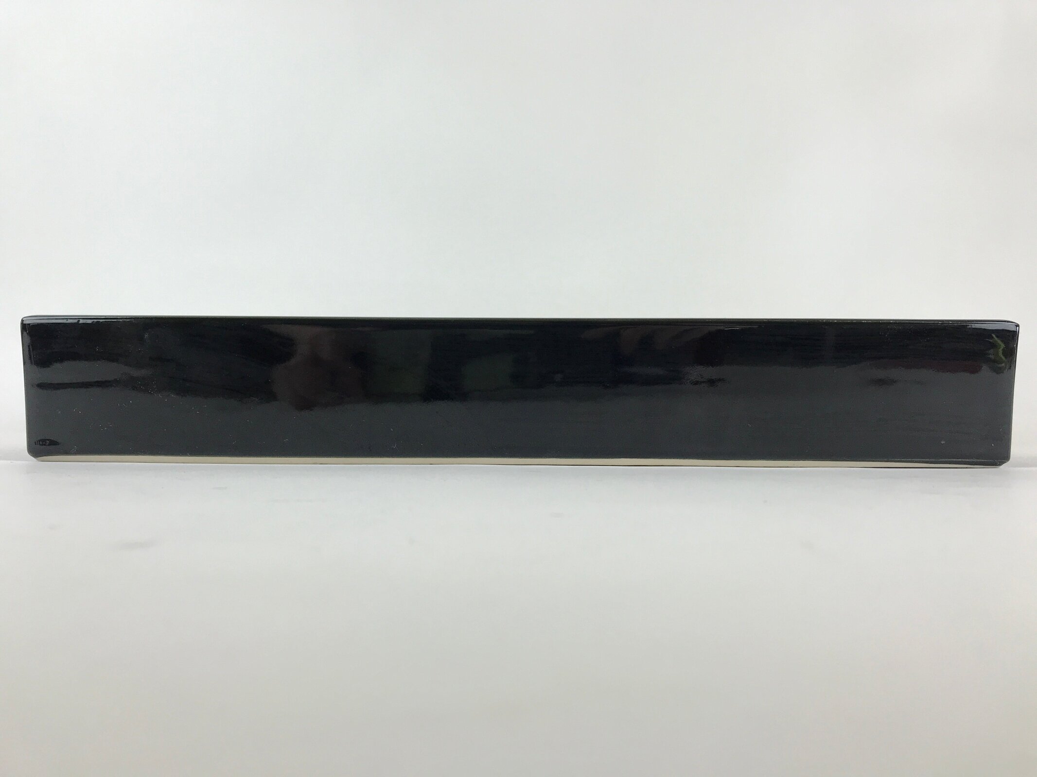 Japanese Ceramic Flower Vase Suiban Vtg Pottery Ikebana Arrangement Black PY174