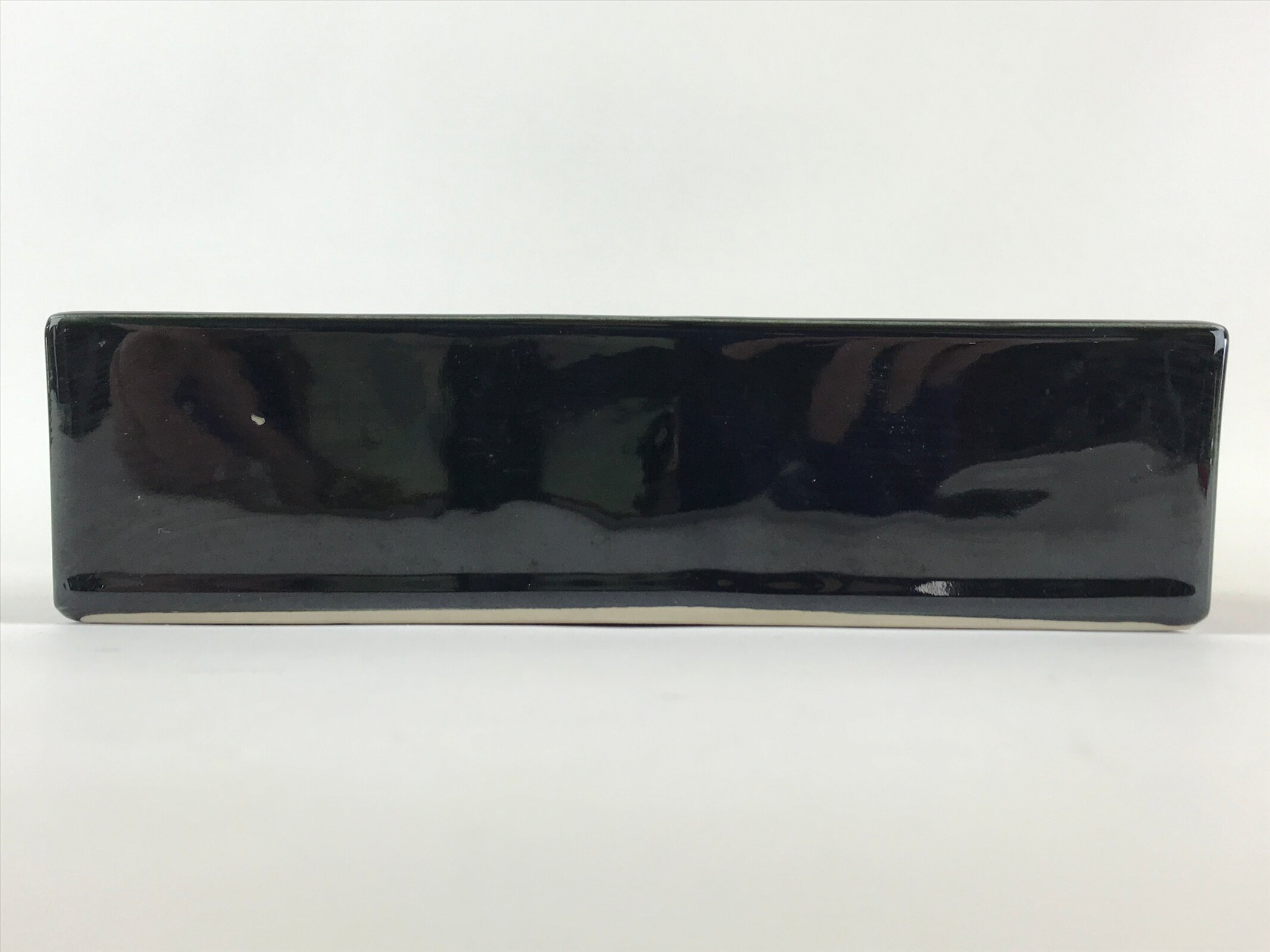 Japanese Ceramic Flower Vase Suiban Vtg Pottery Ikebana Arrangement Black PY174