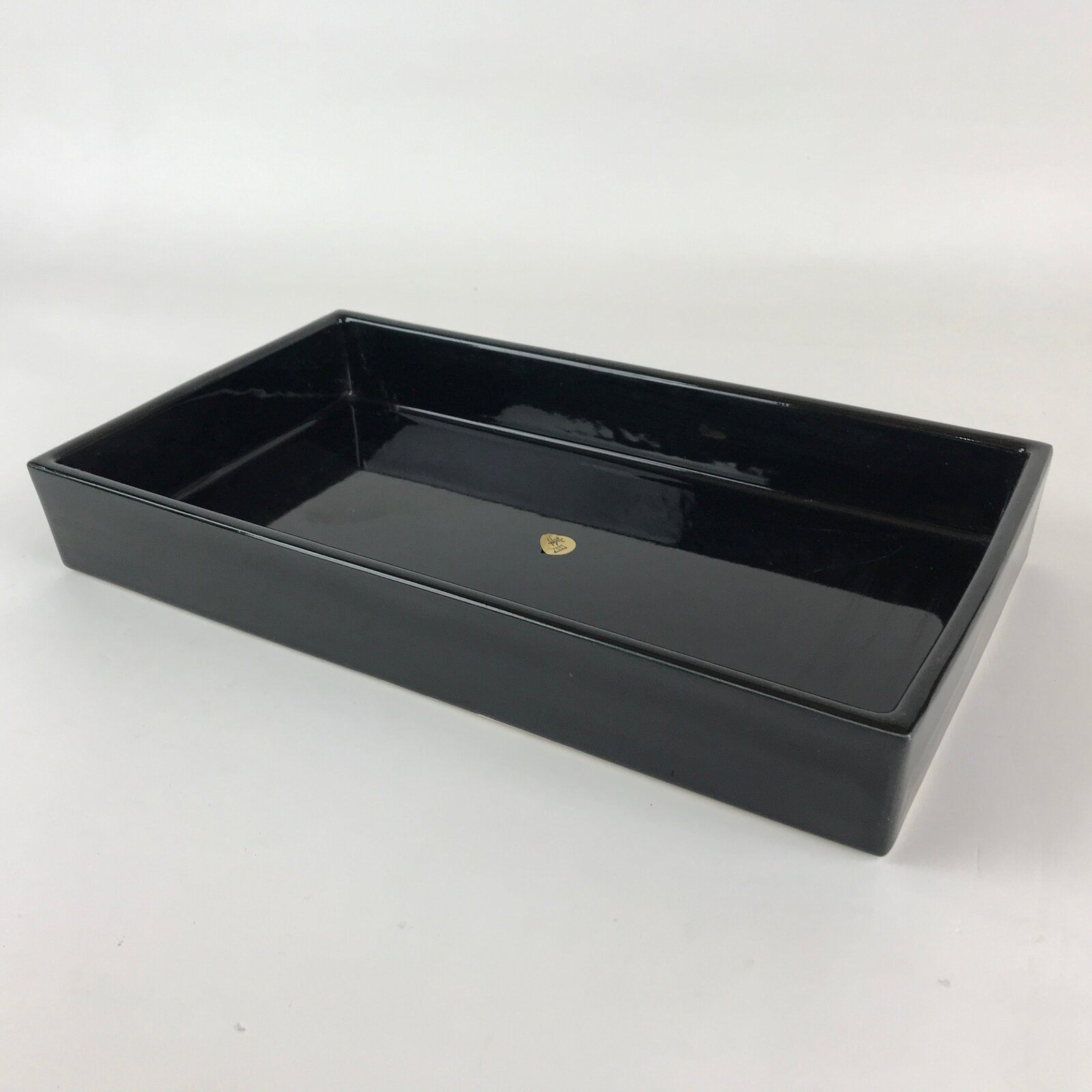 Japanese Ceramic Flower Vase Suiban Vtg Pottery Ikebana Arrangement Black PY176