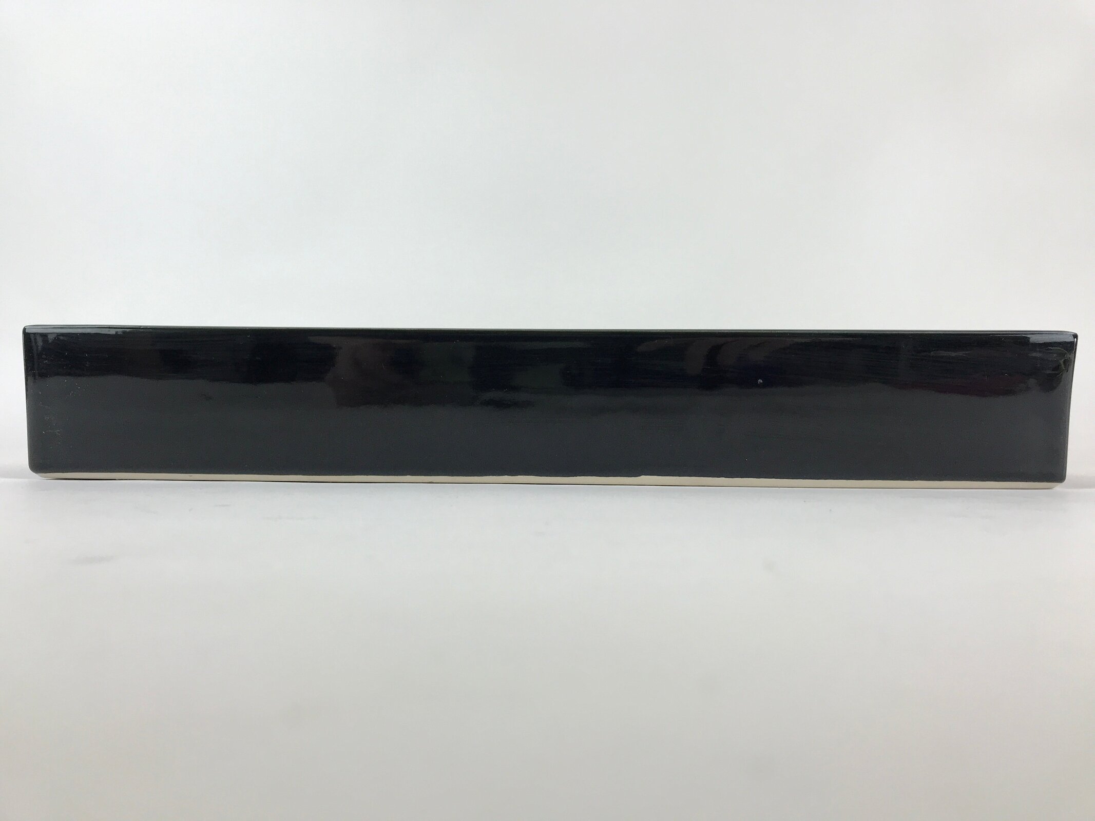 Japanese Ceramic Flower Vase Suiban Vtg Pottery Ikebana Arrangement Black PY176