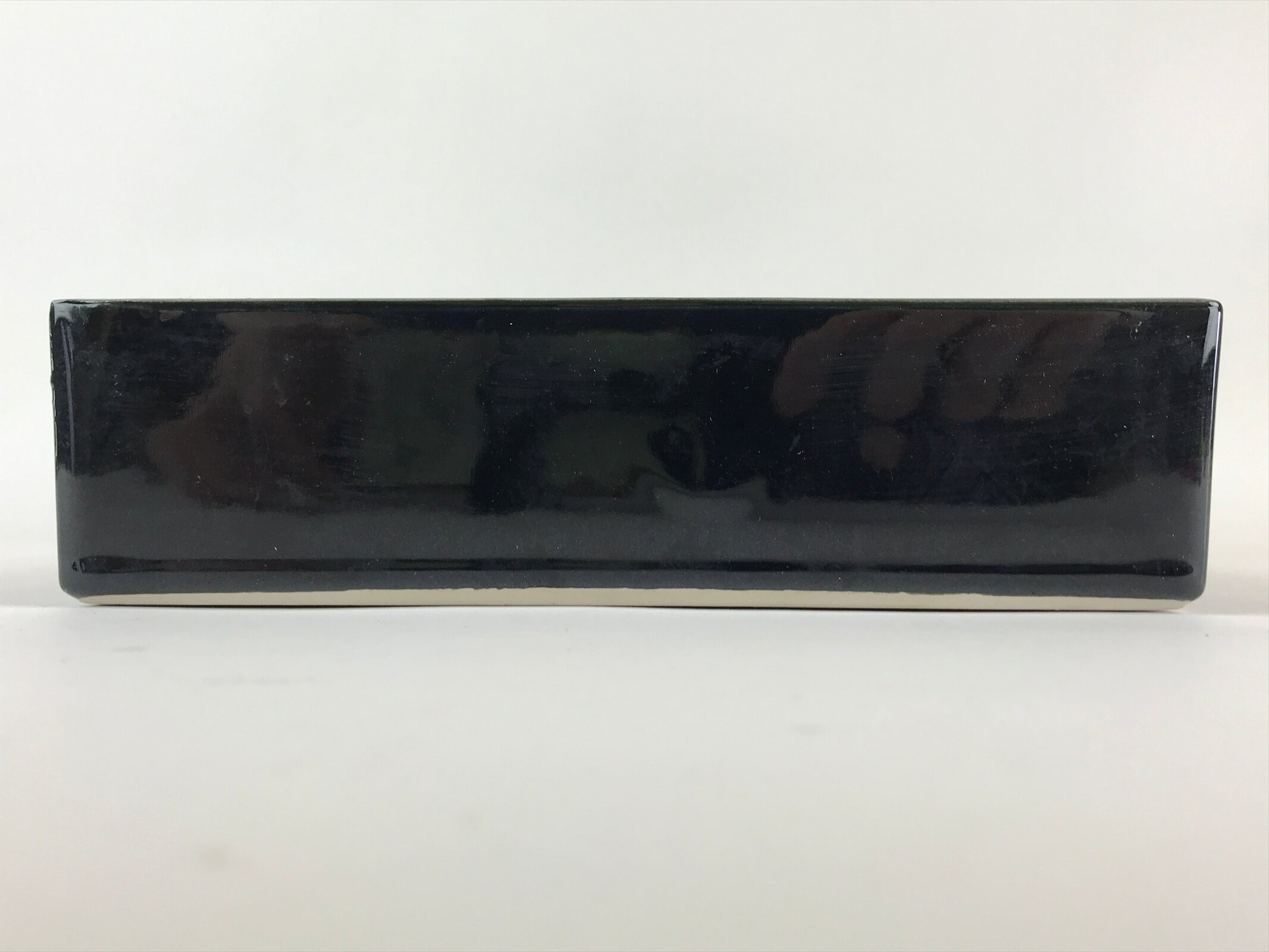 Japanese Ceramic Flower Vase Suiban Vtg Pottery Ikebana Arrangement Black PY176