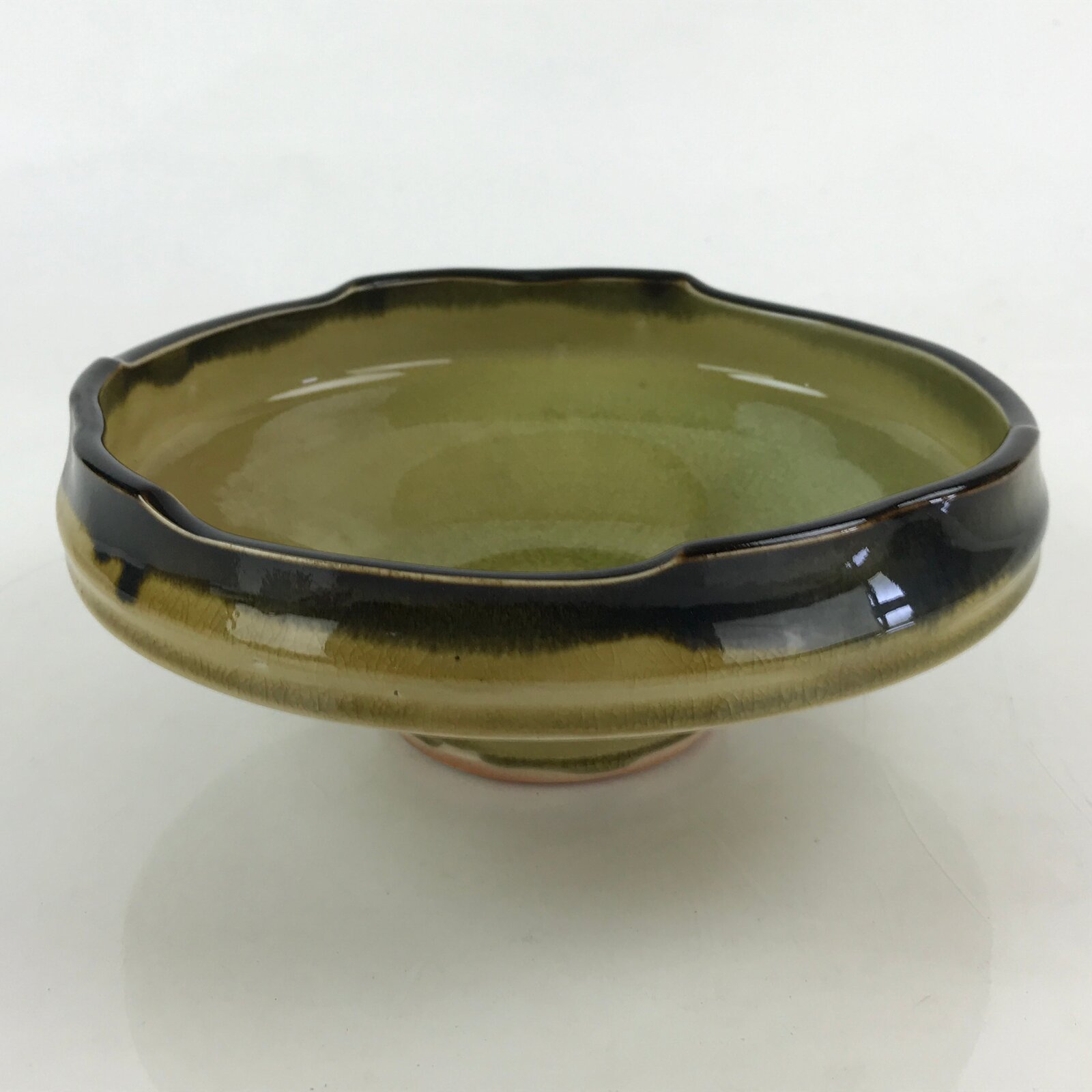 Japanese Ceramic Flower Vase Suiban Vtg Pottery Ikebana Arrangement Kado PY452