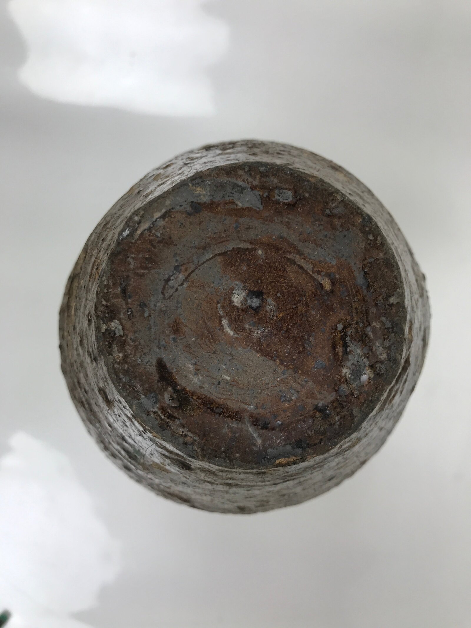 Japanese Ceramic Flower Vase Vtg Ikebana Kabin Amphora Sake Bottle Brown FK193