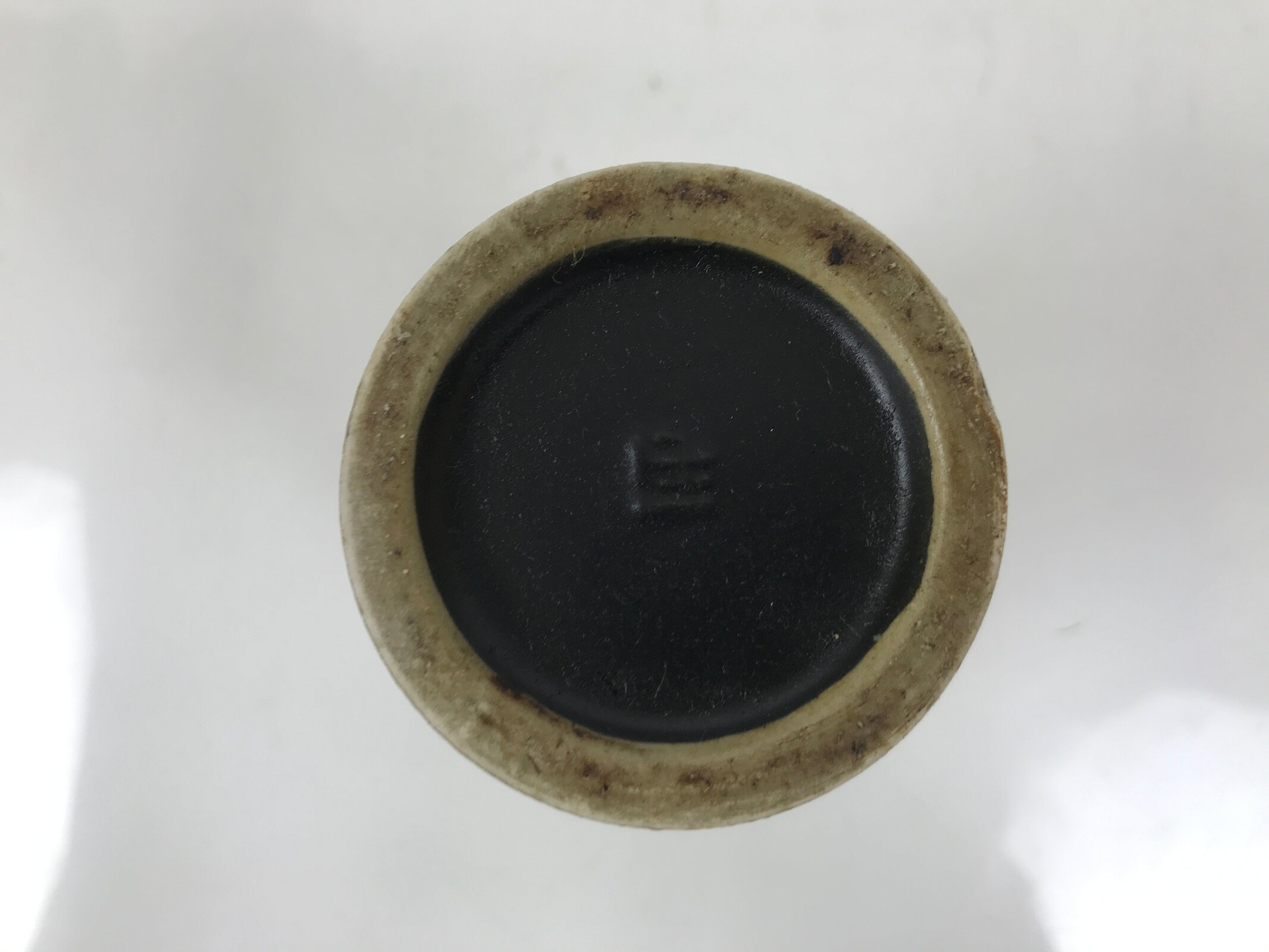 Japanese Ceramic Flower Vase Vtg Ikebana Kabin Brown Black White Magatama FK197