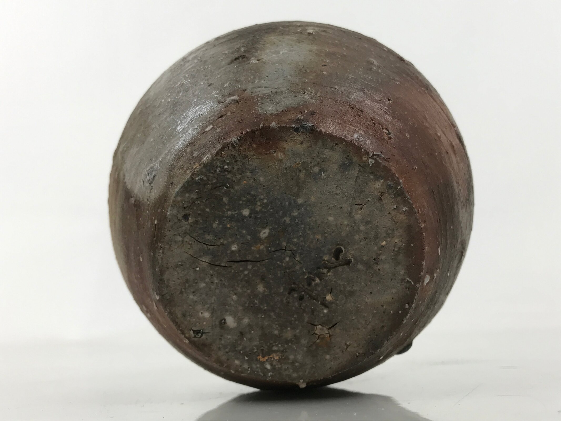 Japanese Ceramic Flower Vase Vtg Ikebana Kabin Brown Gray Ash Glaze FK174