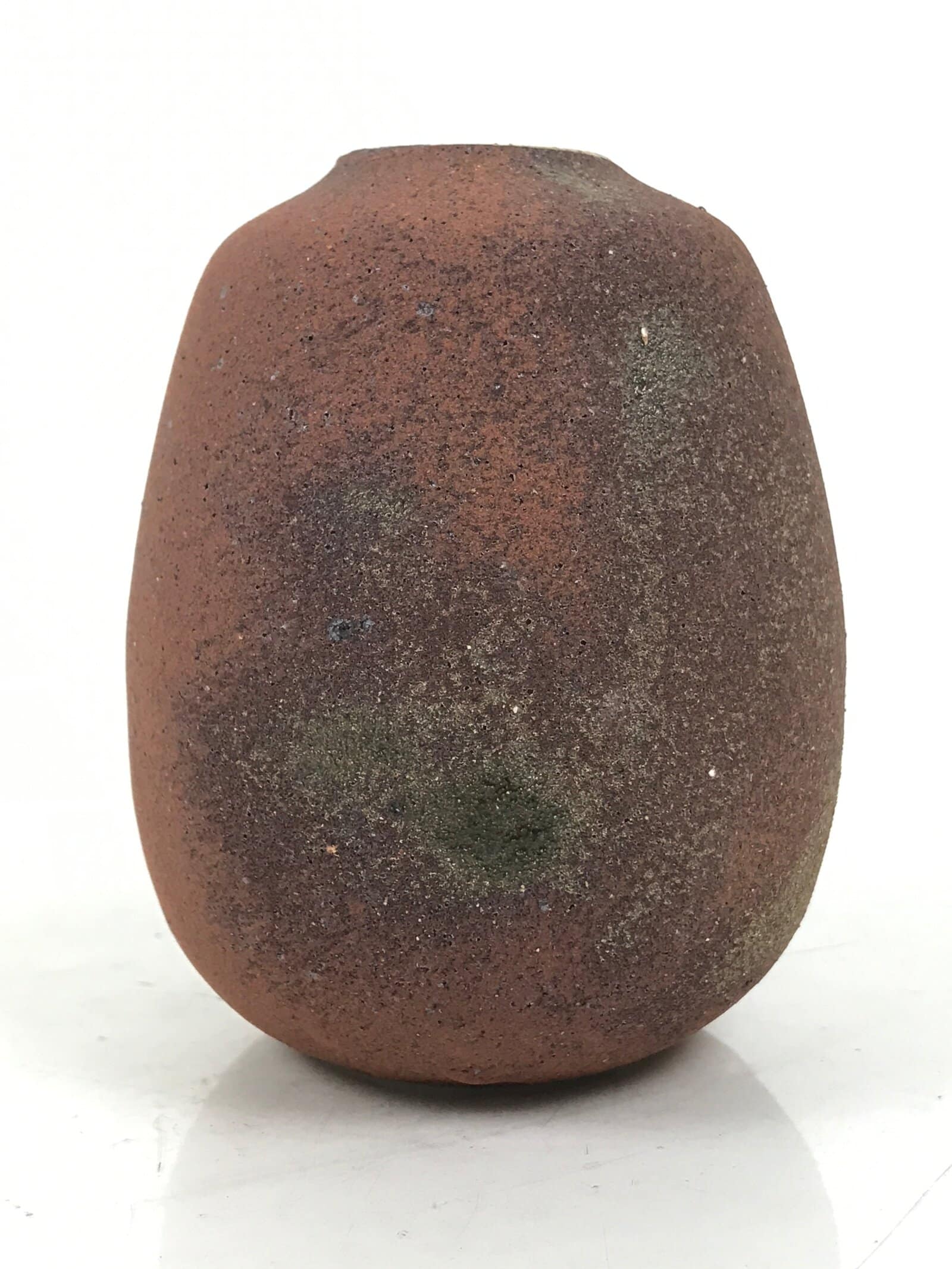 Japanese Ceramic Flower Vase Vtg Ikebana Kabin Brown Gray Gold Round PX789