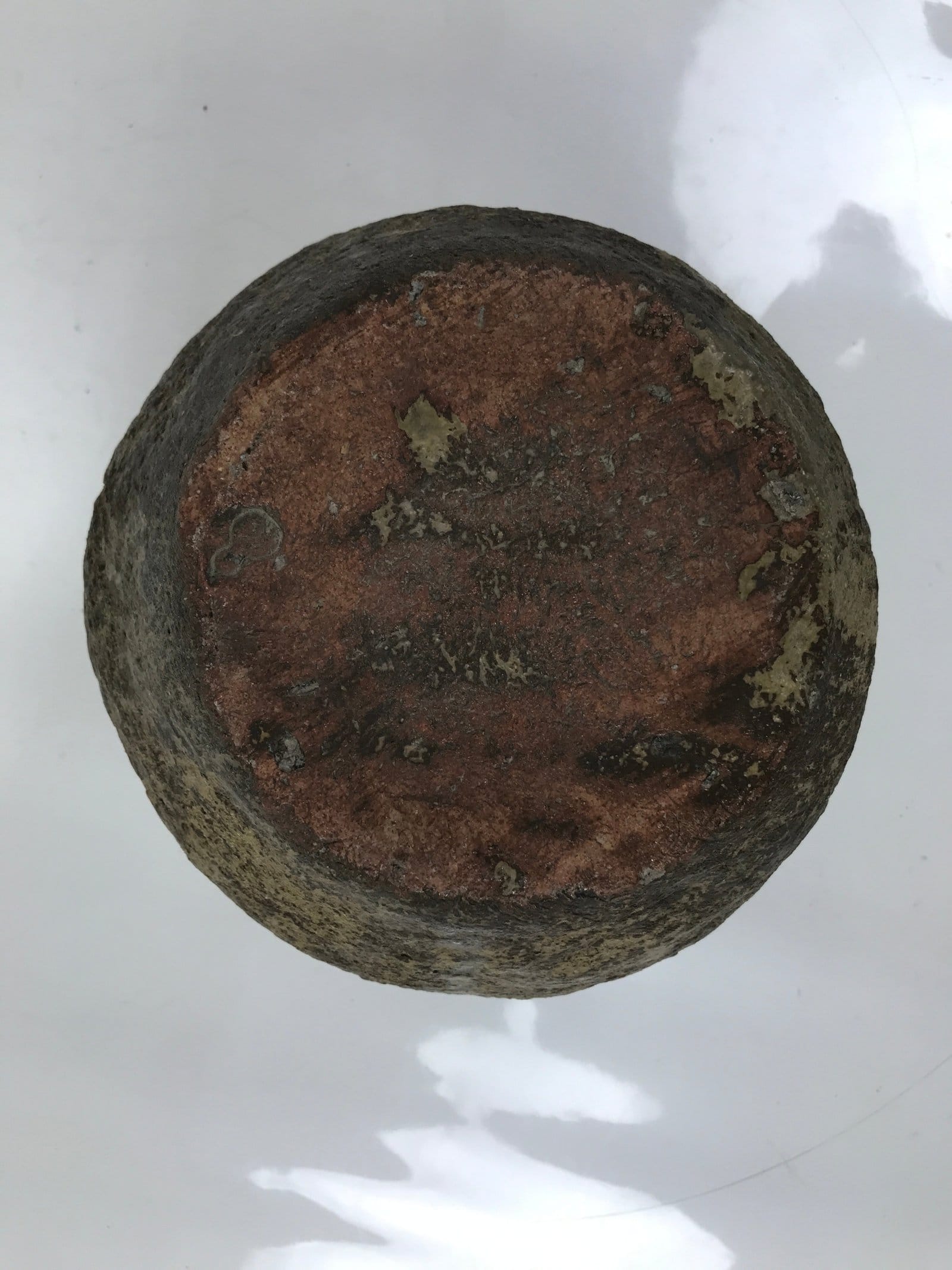 Japanese Ceramic Flower Vase Vtg Ikebana Kabin Tsubo Round Brown White FK191