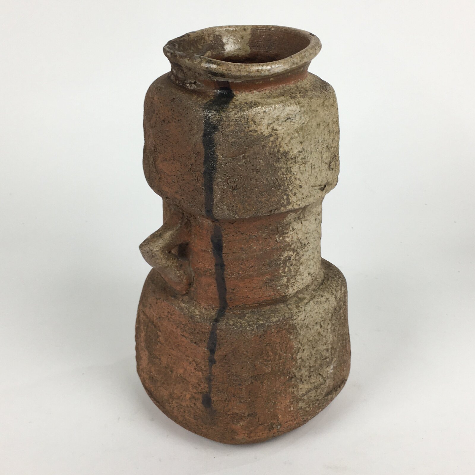 Japanese Ceramic Flower Vase Vtg Kabin Ikebana Arrangement Brown FV945