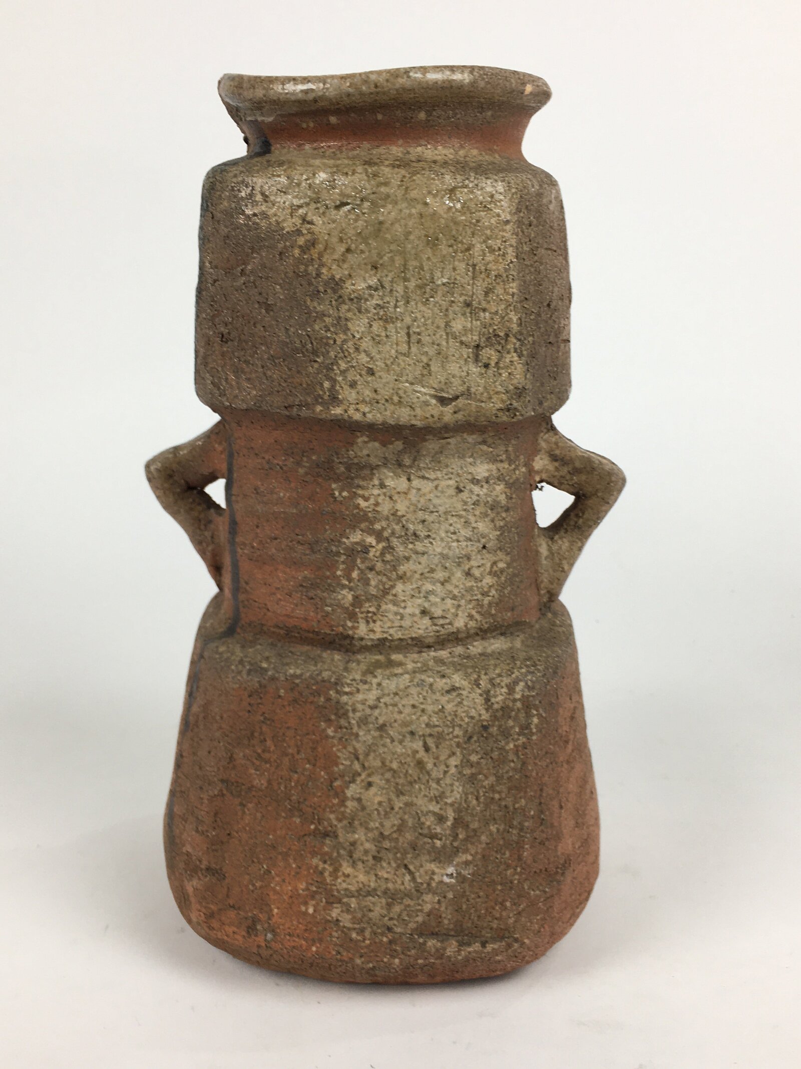 Japanese Ceramic Flower Vase Vtg Kabin Ikebana Arrangement Brown FV945