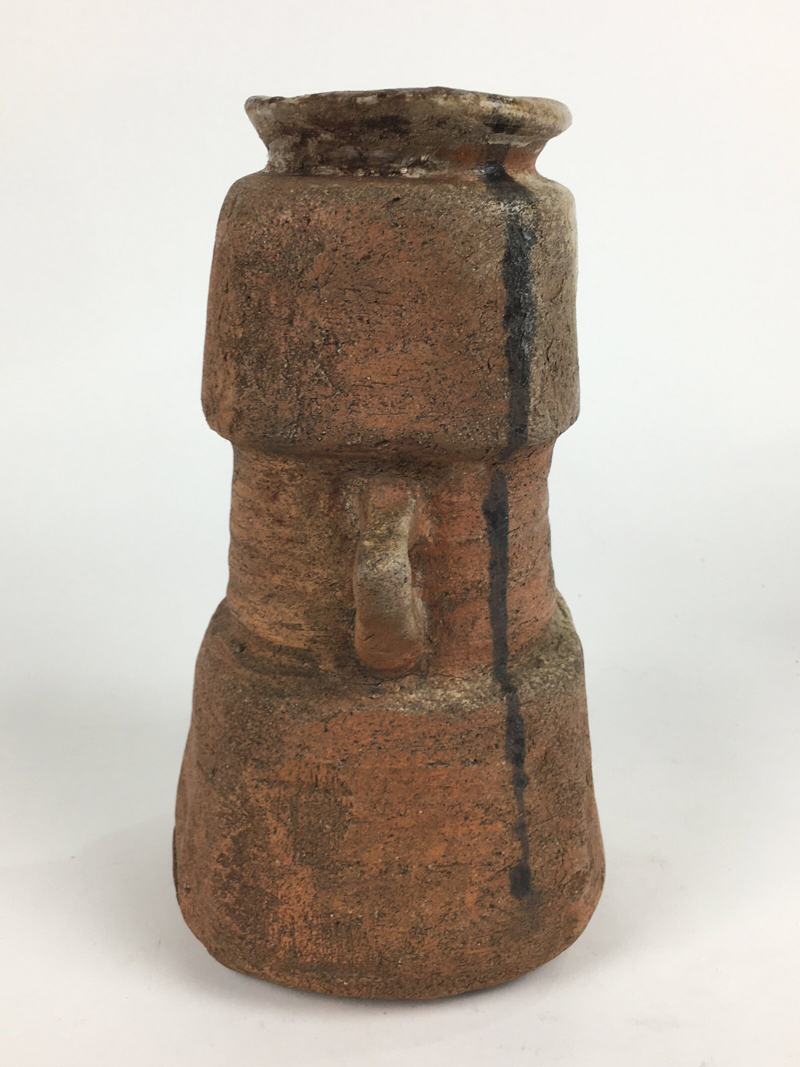 Japanese Ceramic Flower Vase Vtg Kabin Ikebana Arrangement Brown FV945