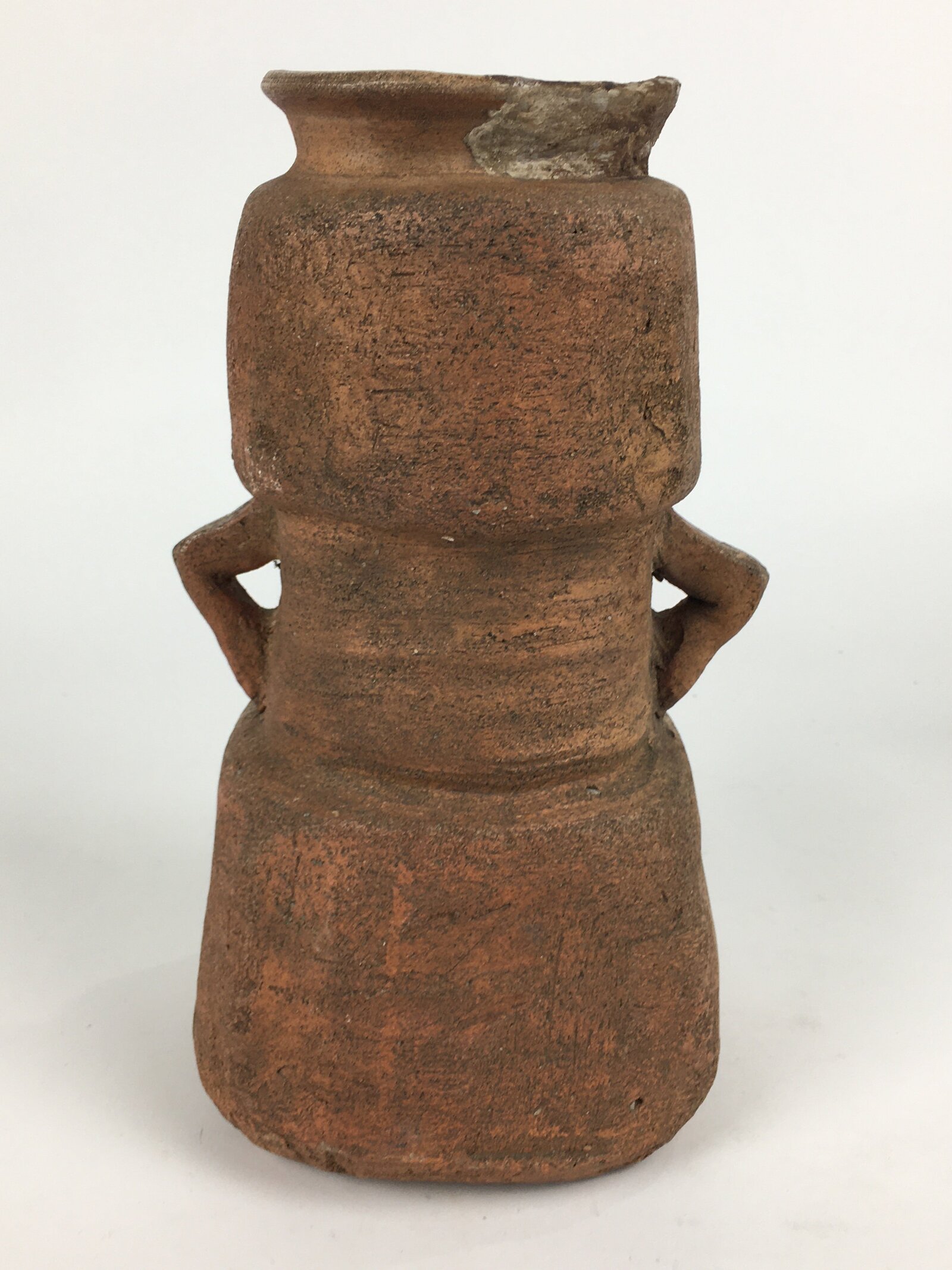 Japanese Ceramic Flower Vase Vtg Kabin Ikebana Arrangement Brown FV945