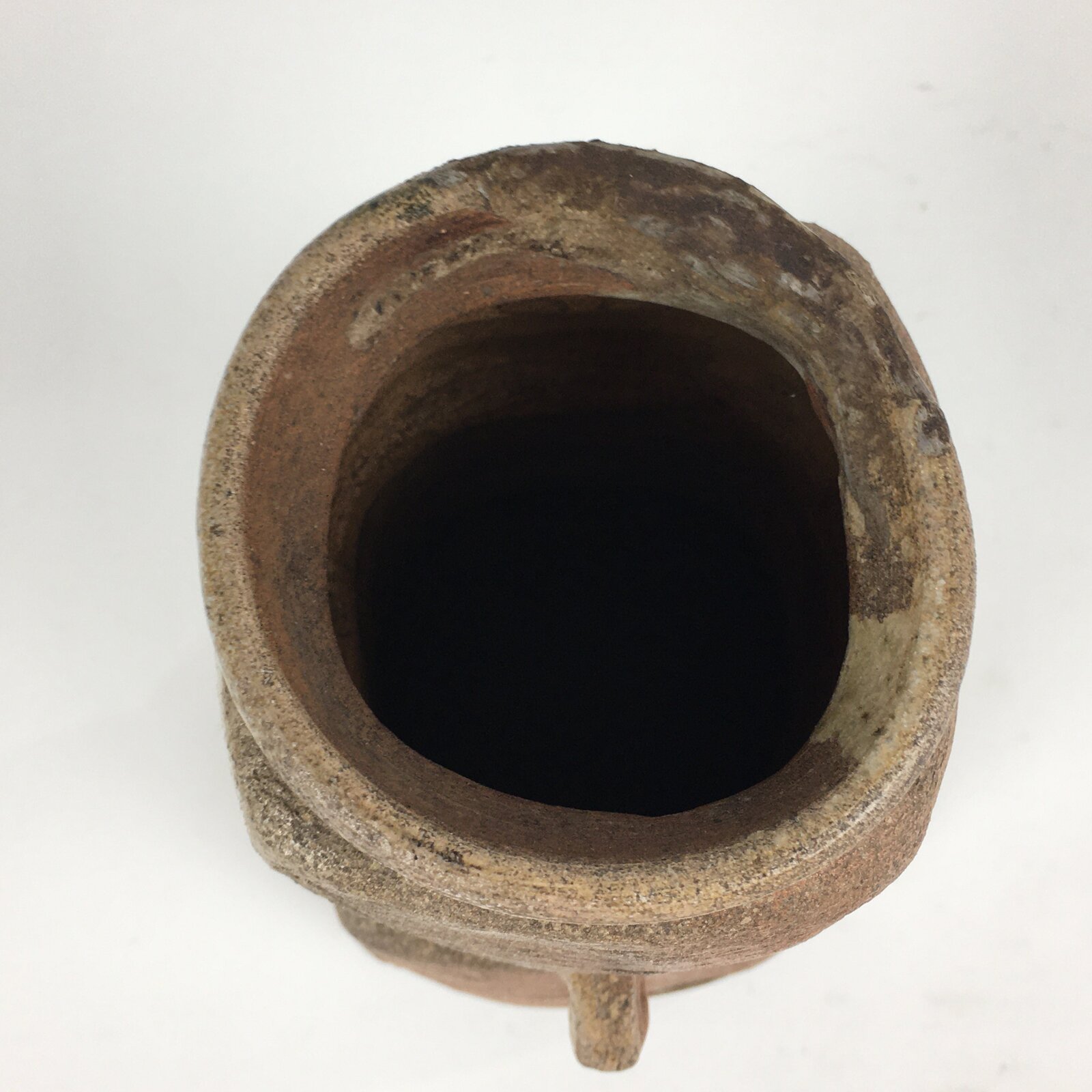 Japanese Ceramic Flower Vase Vtg Kabin Ikebana Arrangement Brown FV945