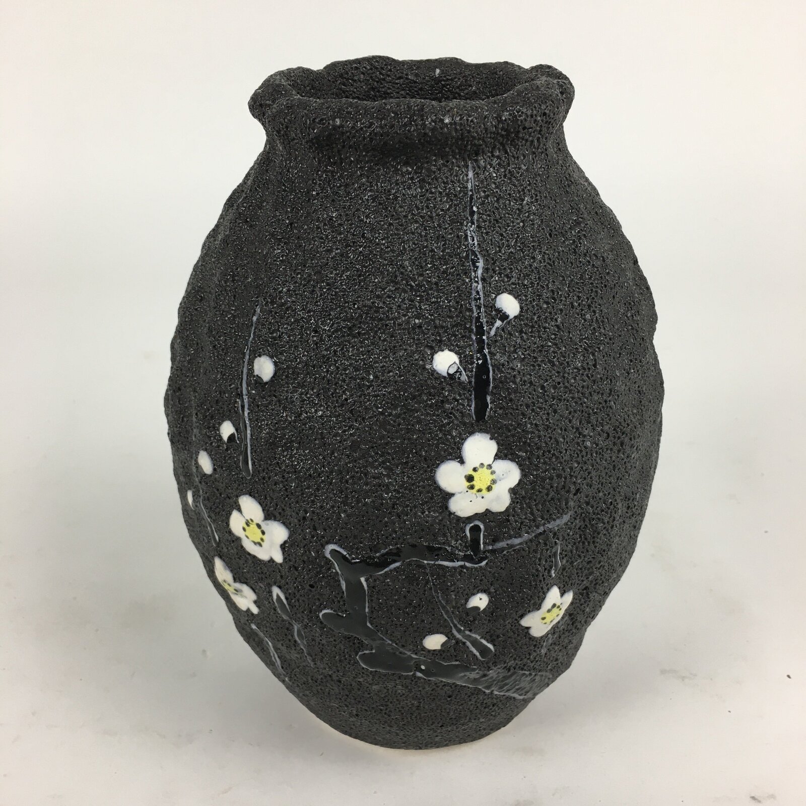 Japanese Ceramic Flower Vase Vtg Plum blossom Kabin Ikebana Arrangement FV954