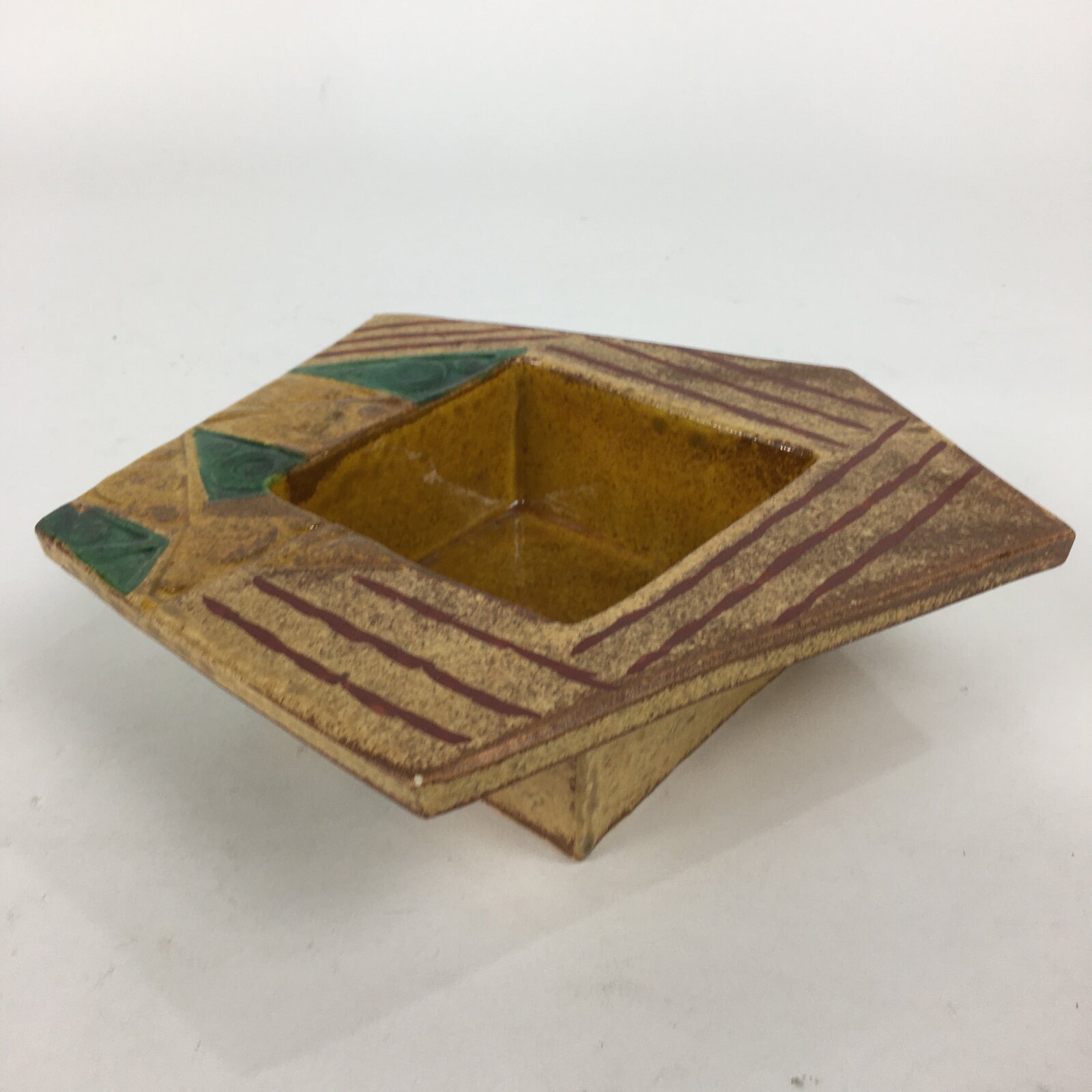 Japanese Ceramic Flower Vase Vtg Pottery Suiban Ikebana Arrangement PP891