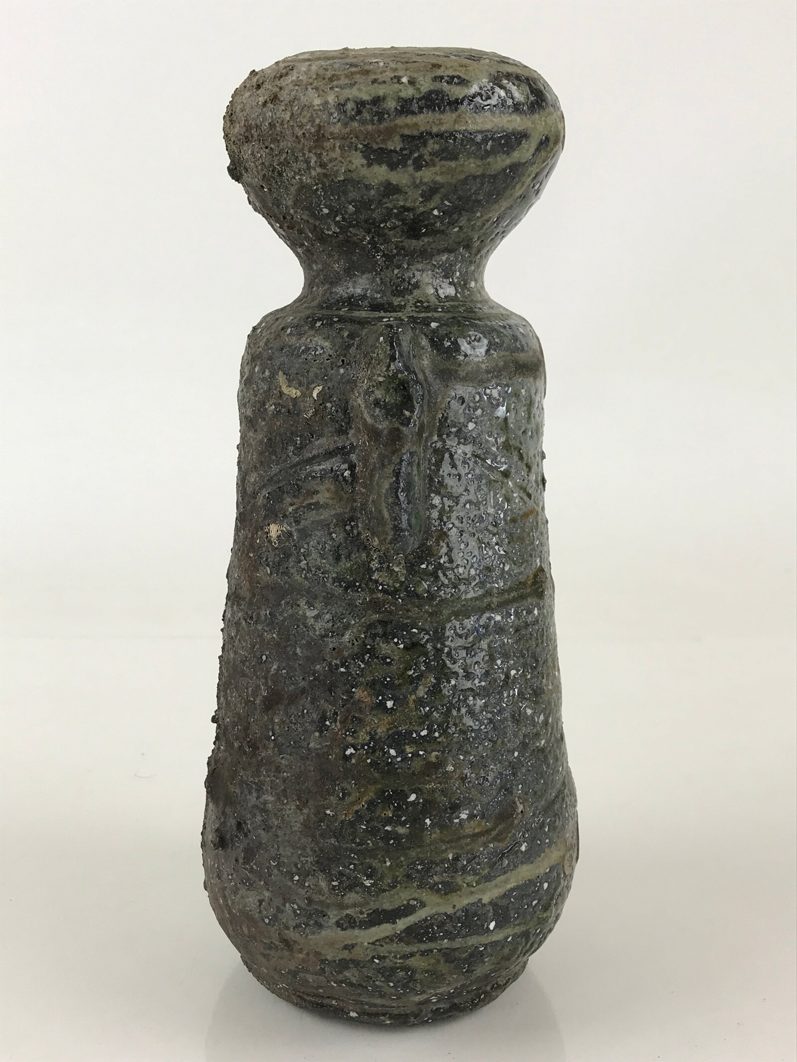 Japanese Ceramic Flower Vase Vtg Rough Surface Kabin Ikebana Arrangement FK23