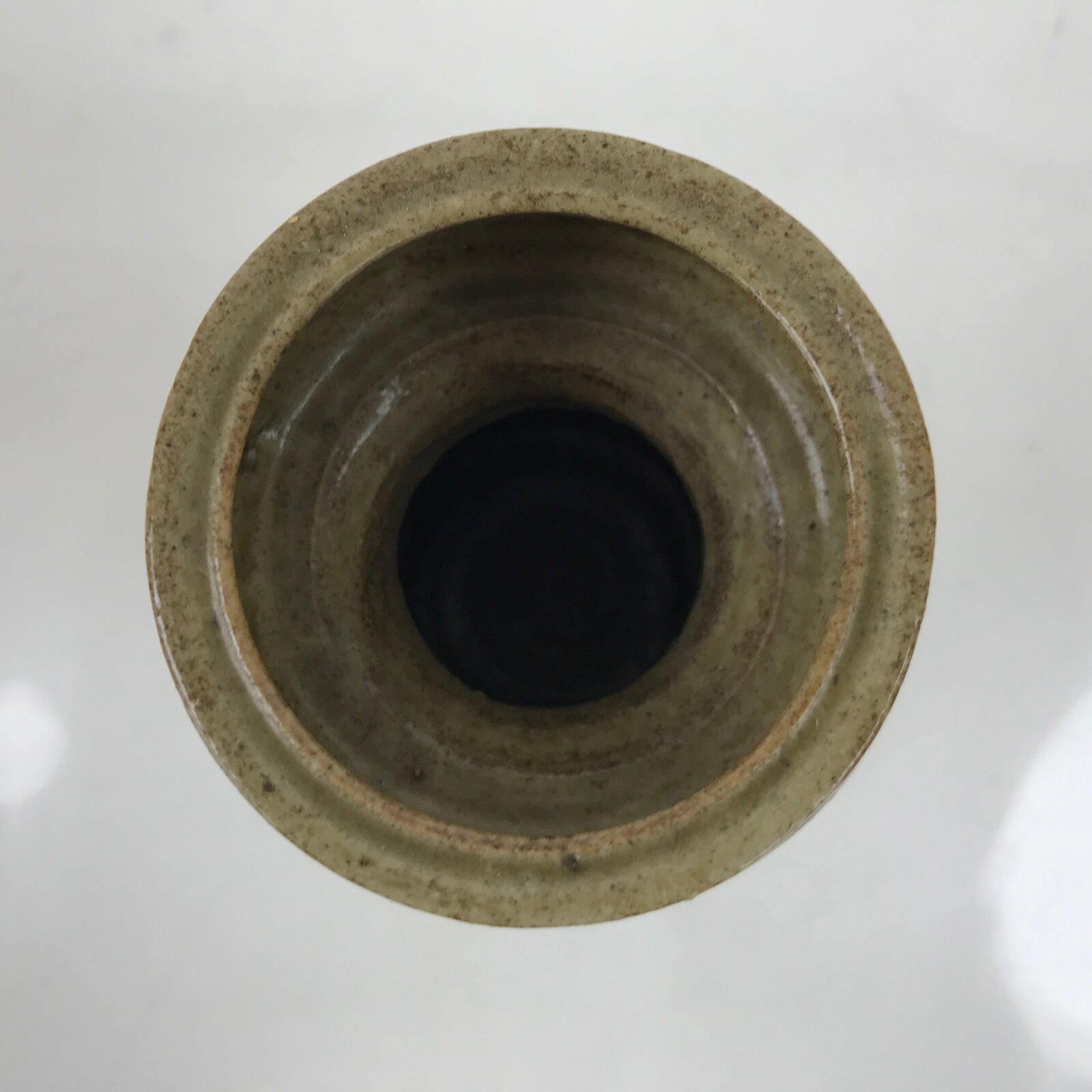 Japanese Ceramic Flower Vase Vtg Shigaraki ware Brown Green Kabin FK149