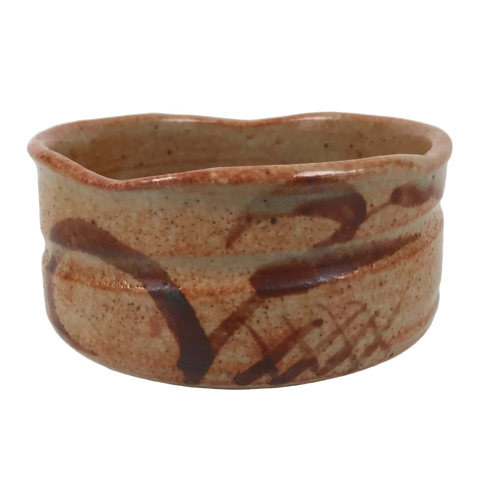 Japanese Ceramic Green Tea Bowl Matcha Chawan Pottery Shino Ware Orange CHB141