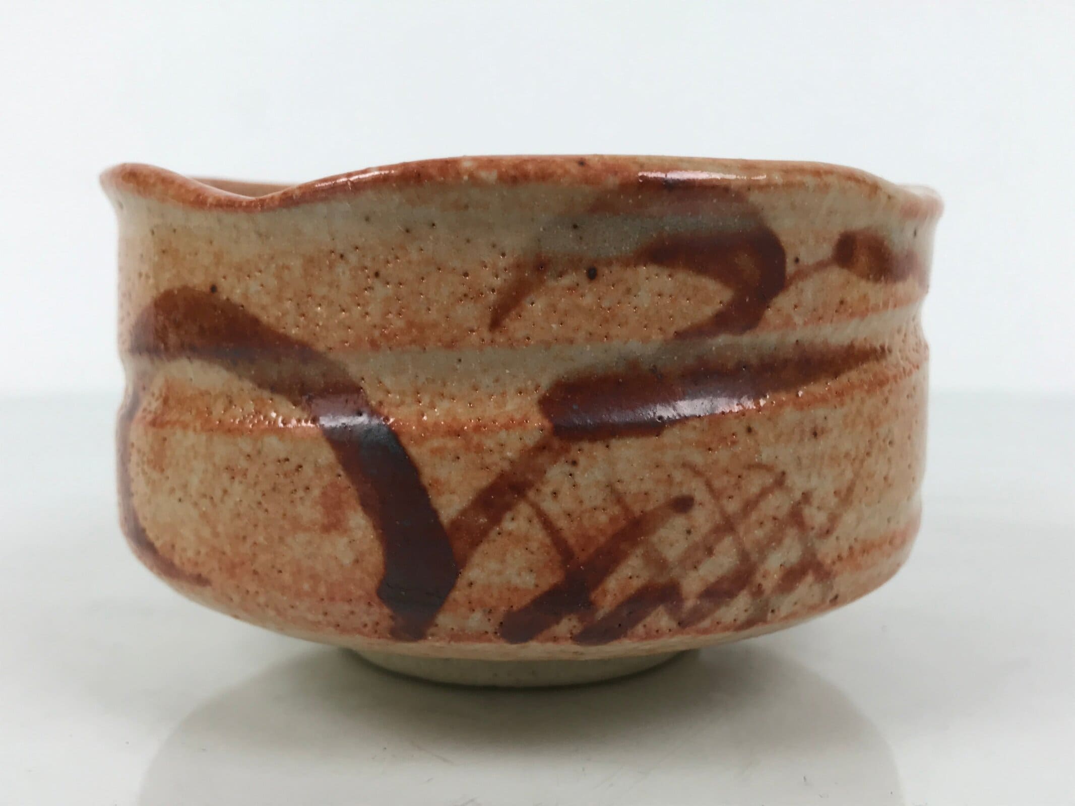 Japanese Ceramic Green Tea Bowl Matcha Chawan Pottery Shino Ware Orange CHB141