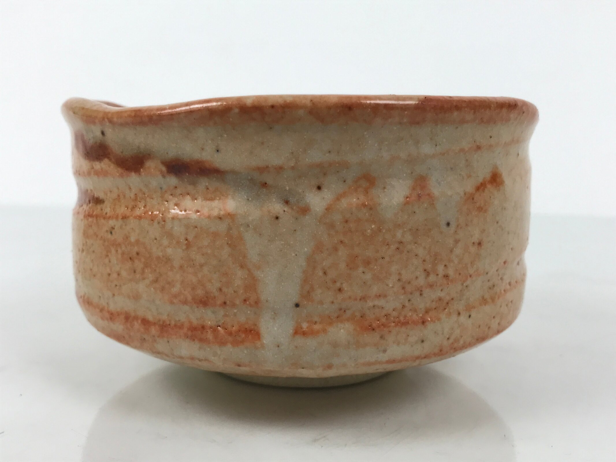 Japanese Ceramic Green Tea Bowl Matcha Chawan Pottery Shino Ware Orange CHB141