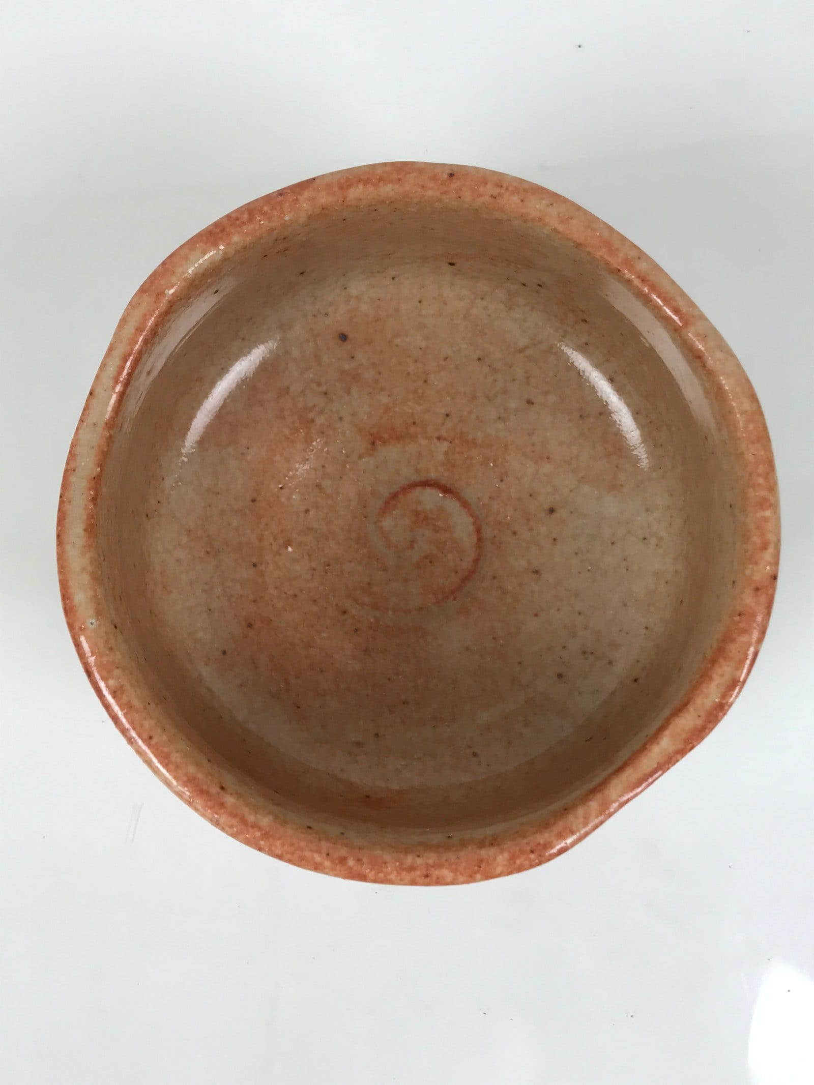 Japanese Ceramic Green Tea Bowl Matcha Chawan Pottery Shino Ware Orange CHB141