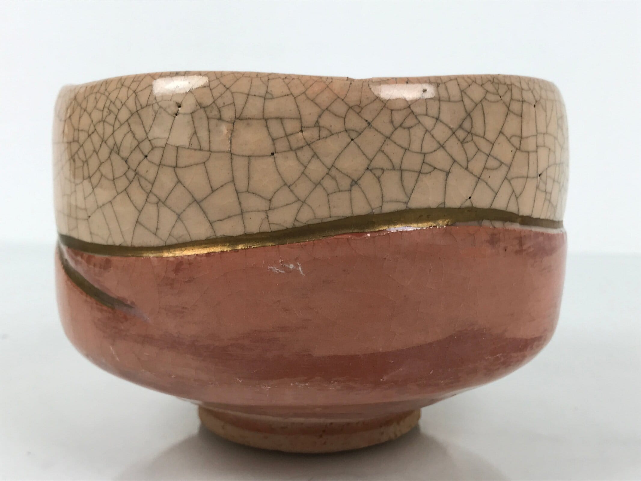 Japanese Ceramic Green Tea Bowl Matcha Chawan Raku Ware Pottery Orange CHB121