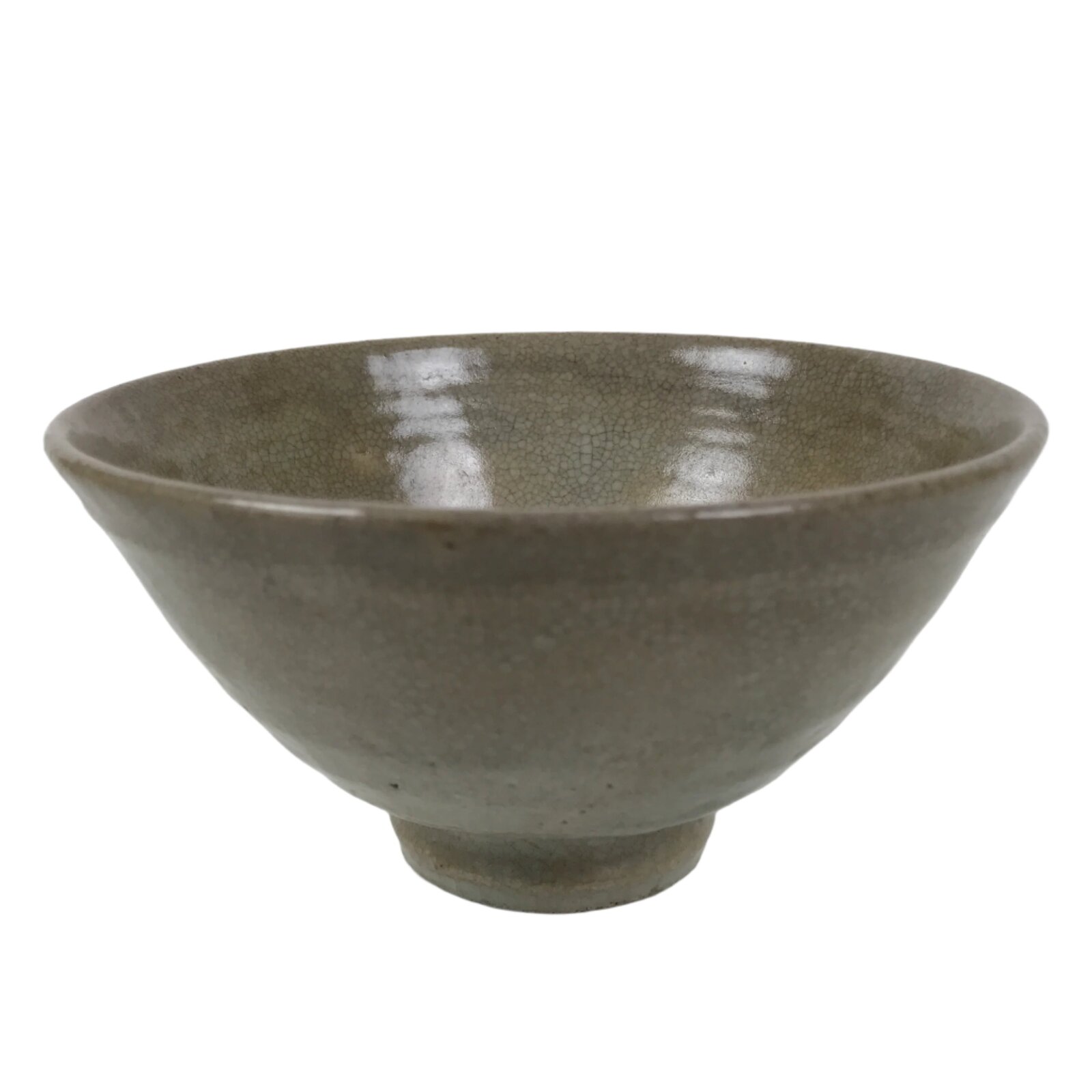 Japanese Ceramic Green Tea Bowl Matcha Chawan Vtg Hagi Ware Gray CHB105