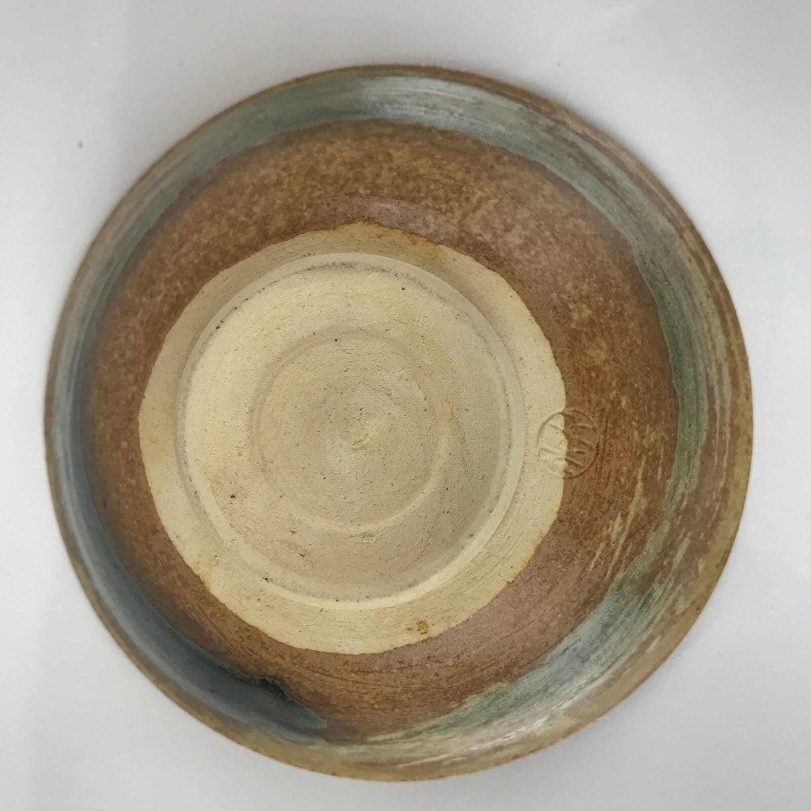 Japanese Ceramic Green Tea Bowl Matcha Chawan Vtg Hiragata Brown Green CHB30