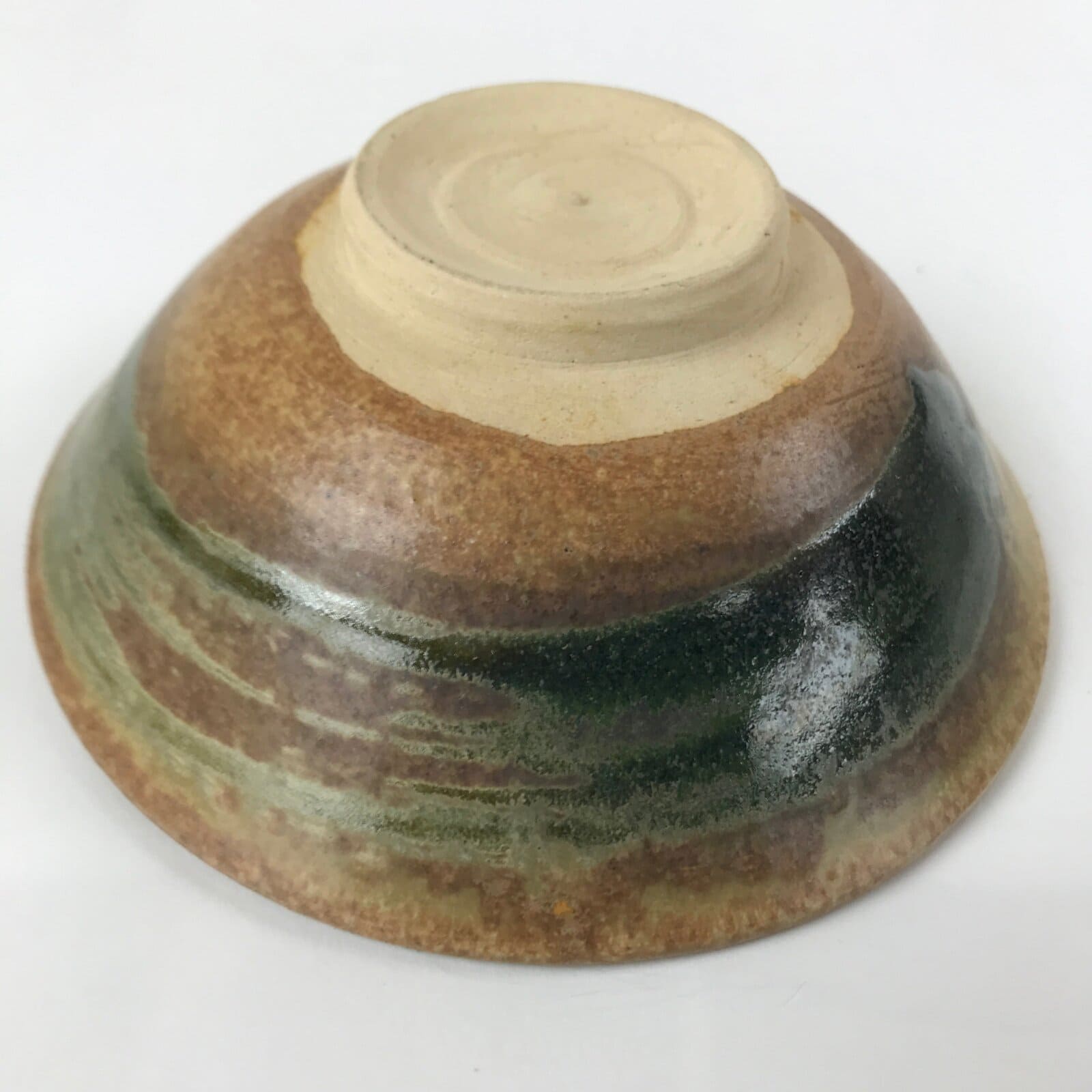 Japanese Ceramic Green Tea Bowl Matcha Chawan Vtg Hiragata Brown Green CHB30