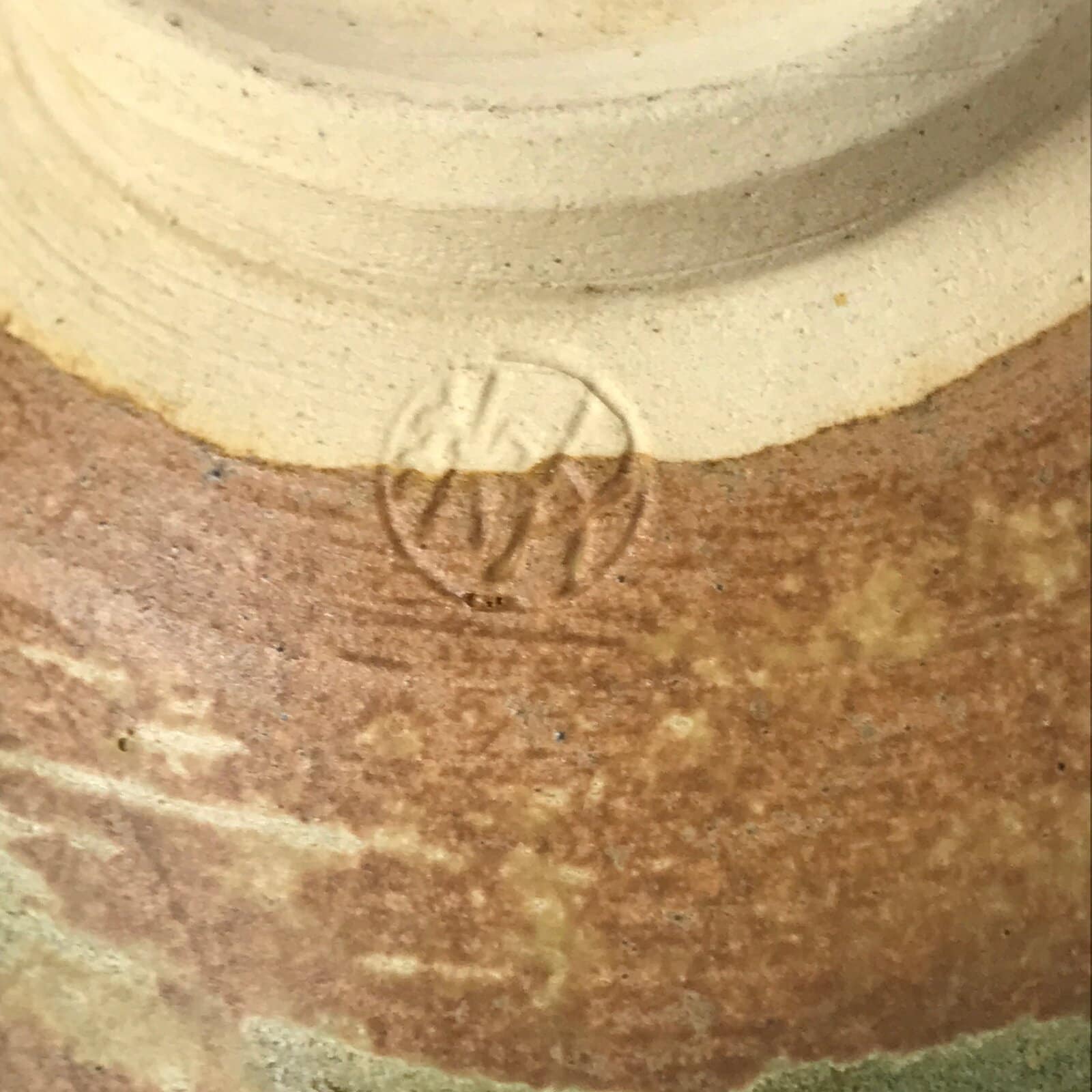 Japanese Ceramic Green Tea Bowl Matcha Chawan Vtg Hiragata Brown Green CHB30